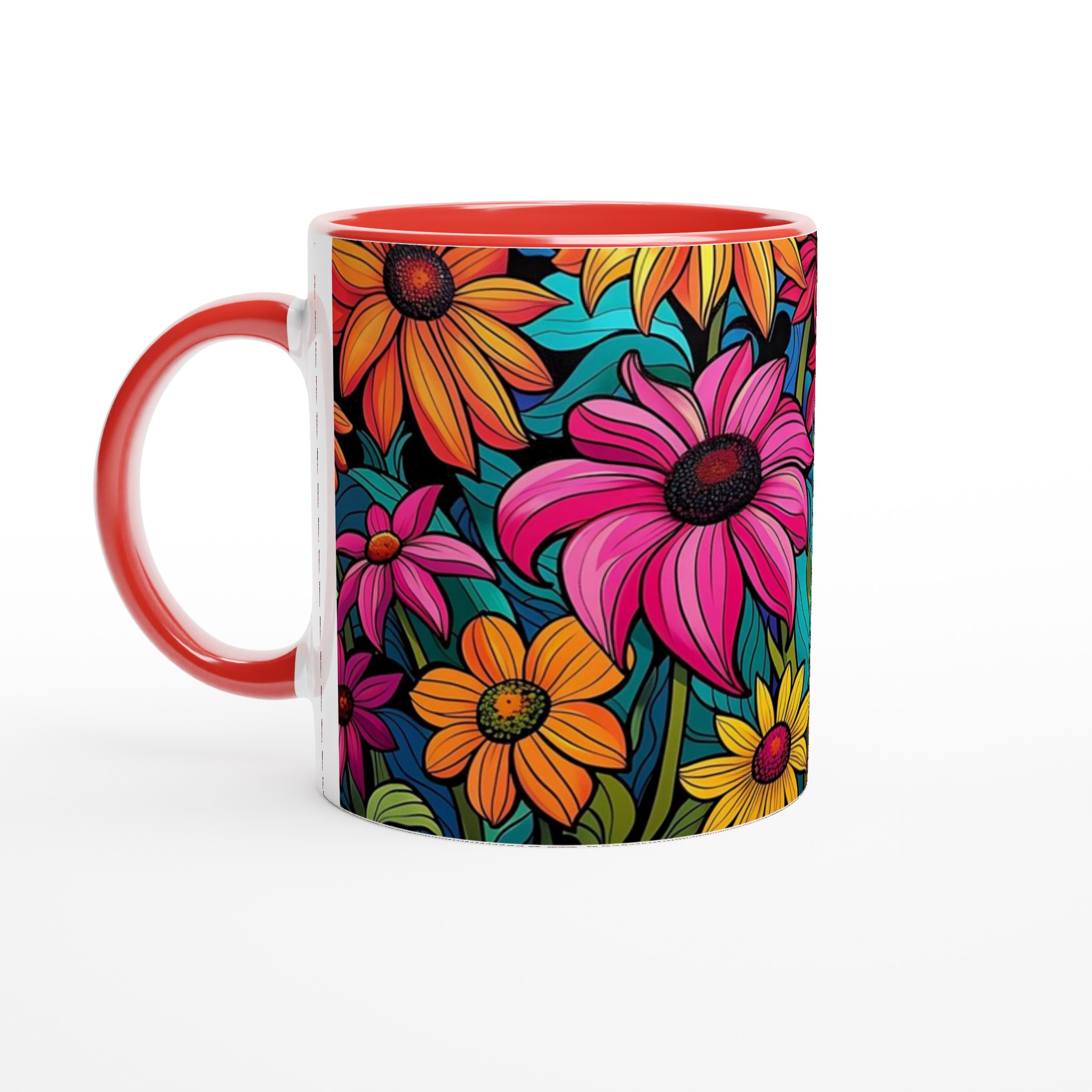 Färgexplosion: Konstnärlig Blommig Keramikmugg – 11 oz i ditt val av 7 livfulla färger! 5 09e41b64-2119-404c-9dbe-b94c3ef2b522