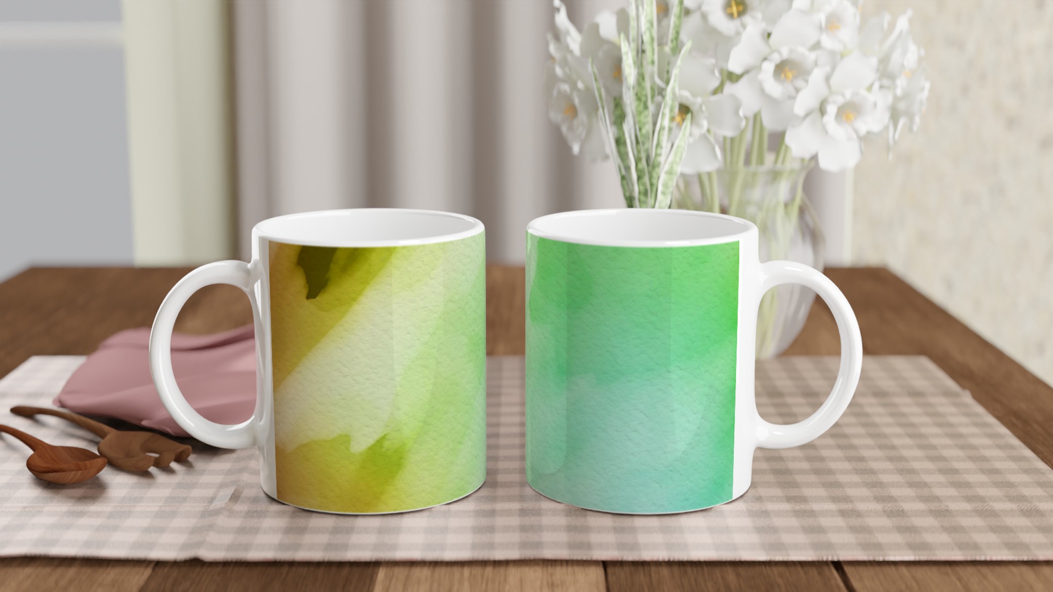 Vit 11oz keramisk mugg med mjuka akvarelltoner – välj din favoritfärg för en personlig touch 10 0a0ae776-cd85-48bf-a84b-115d6f0bbc79