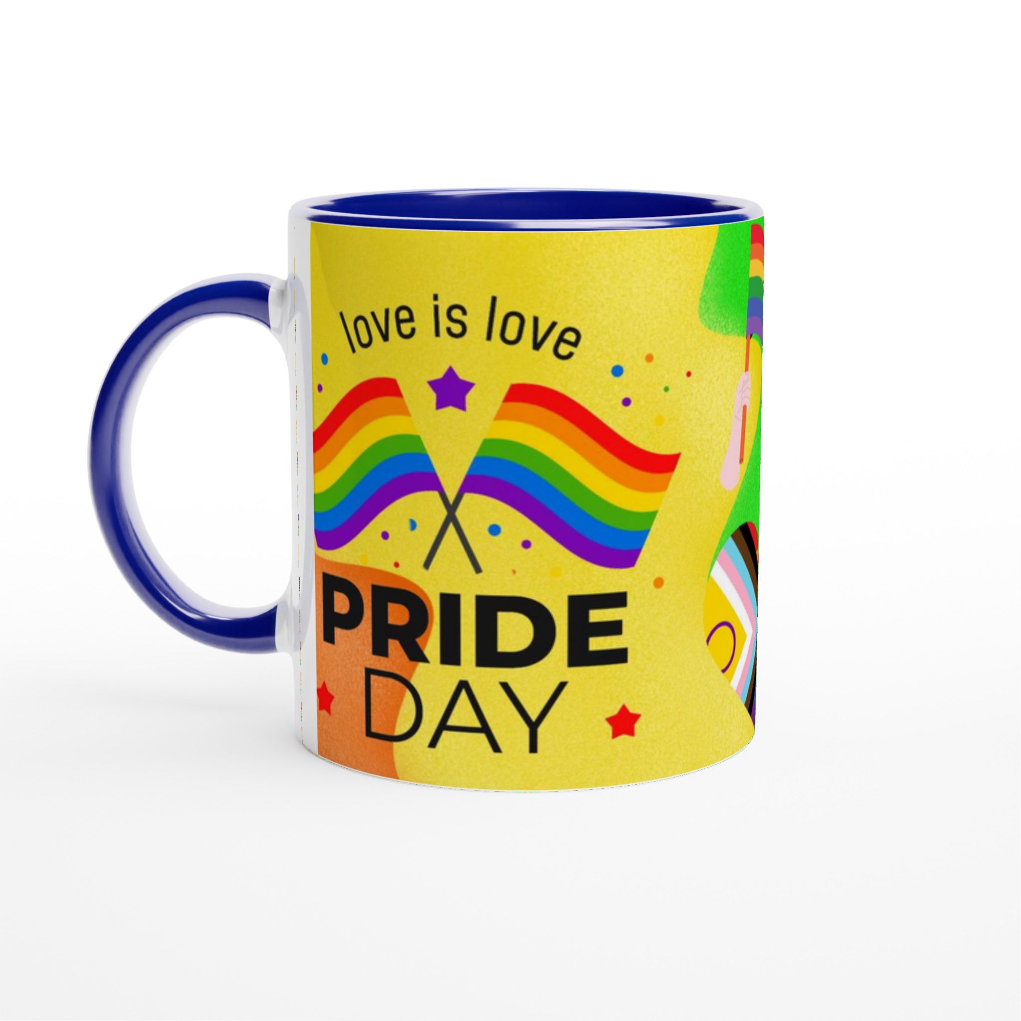 Vit 11oz keramisk mugg med Pride-design i regnbågens färger 2 0a335b26-2af2-4387-936d-57e635571301