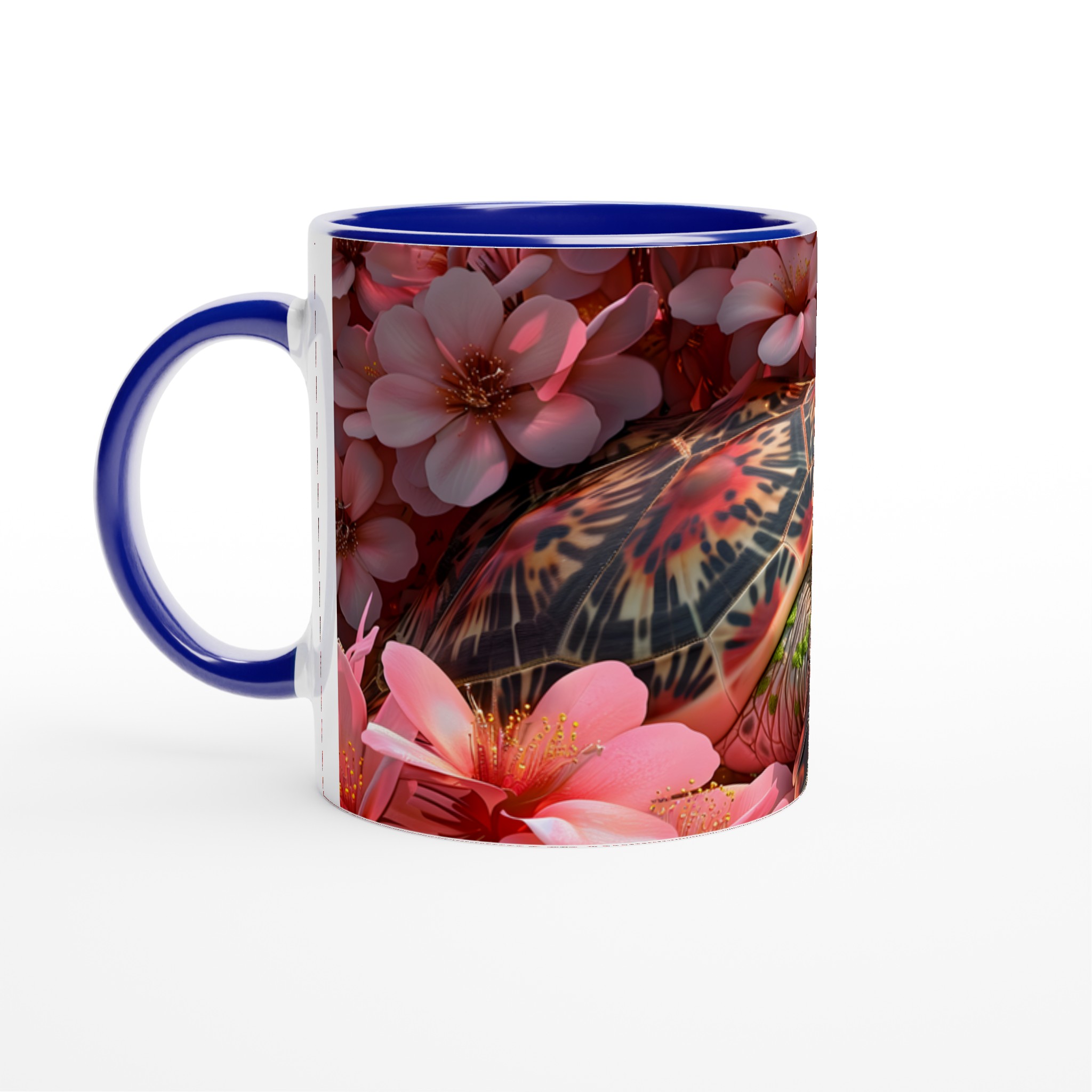 Förlora dig i våren: Sjösköldpadda bland körsbärsblommor - Vit 11oz keramisk mugg 2 0a4ca58c-32ab-4db1-be71-33ab3d2ebacf