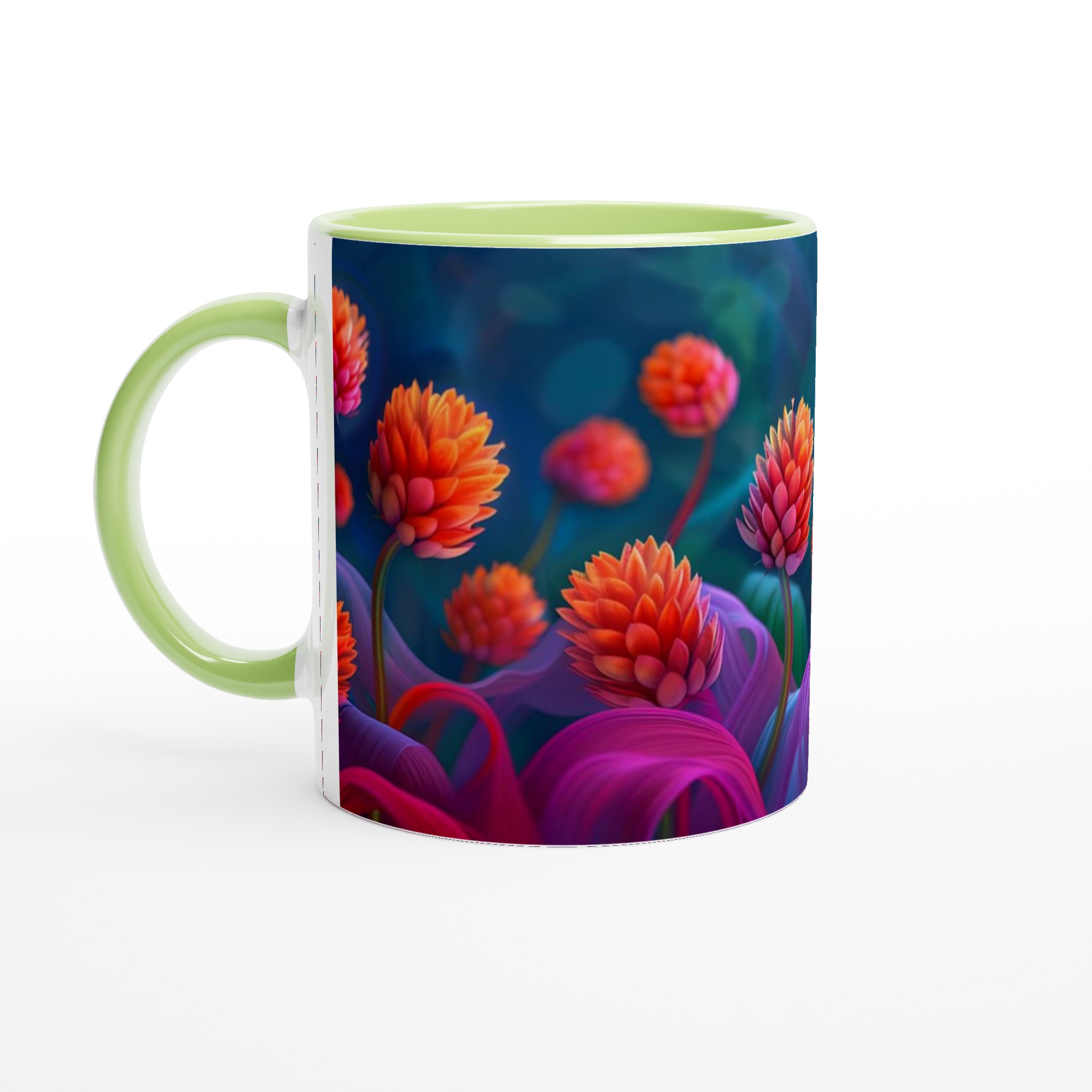 Abstrakt Blomstermugg: Levande Orange & Magenta i 11oz Keramik – Välj Din Färg! 7 0a66a64c-24c2-4155-ba1b-bbe98d612d55