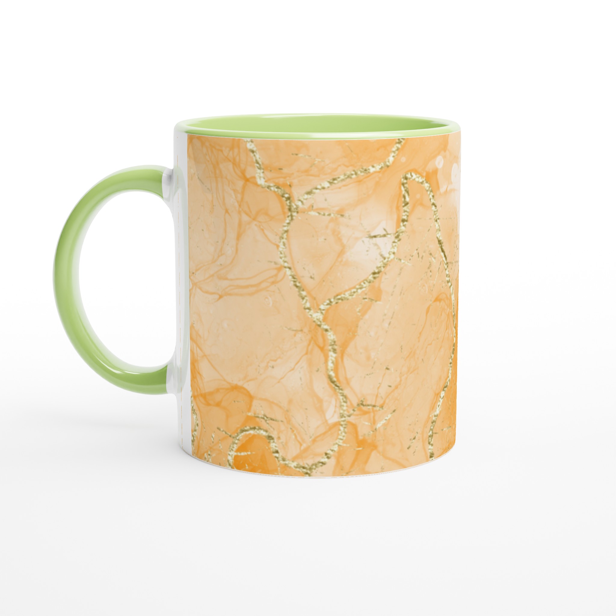 Elegant Vit 11oz Keramisk Mugg med Guldskimrande Abstrakt Design 7 0a8a3eba-53b8-4319-9314-c35b0f4ac897