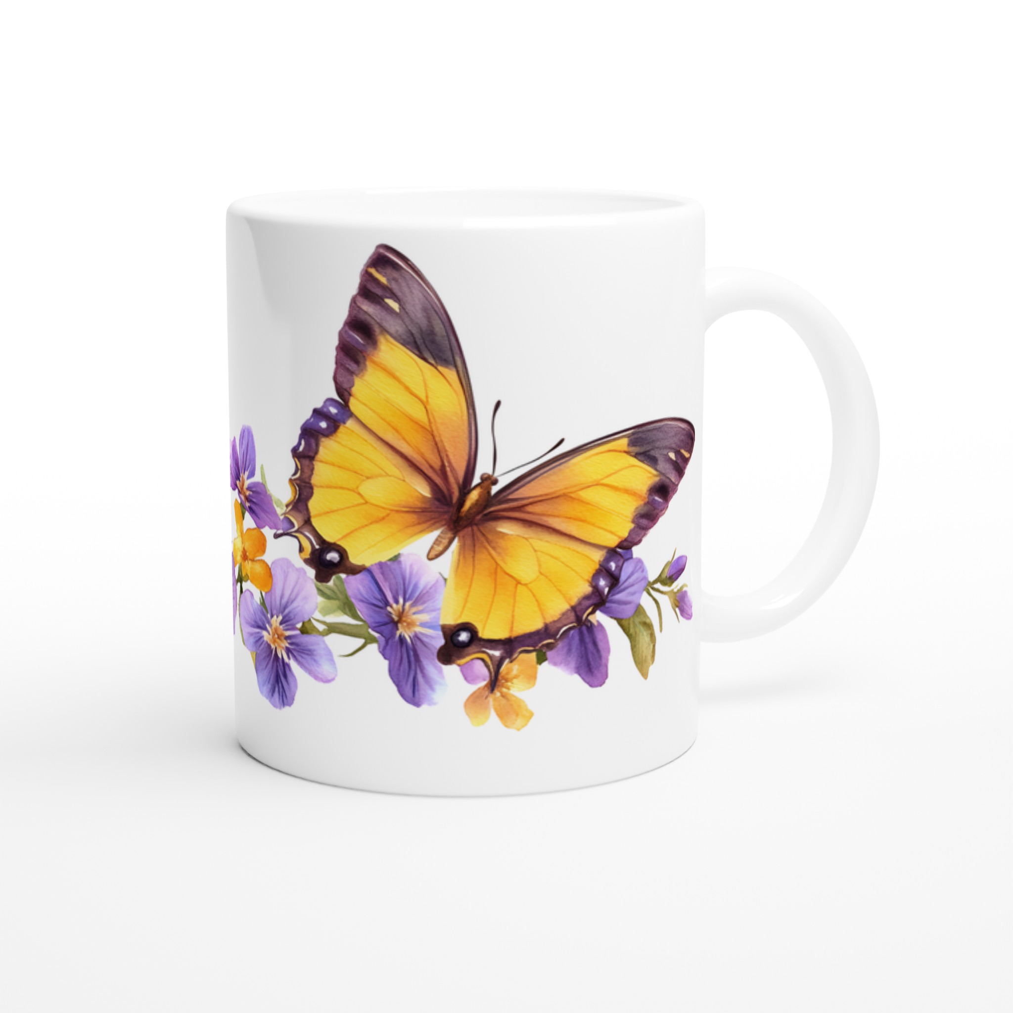 Fjärilsdröm Keramisk Mugg - Vårig Design i Gult & Lila, 11 oz 9 0abd0884-64e1-47bb-84f3-e3a6ea78e5ae