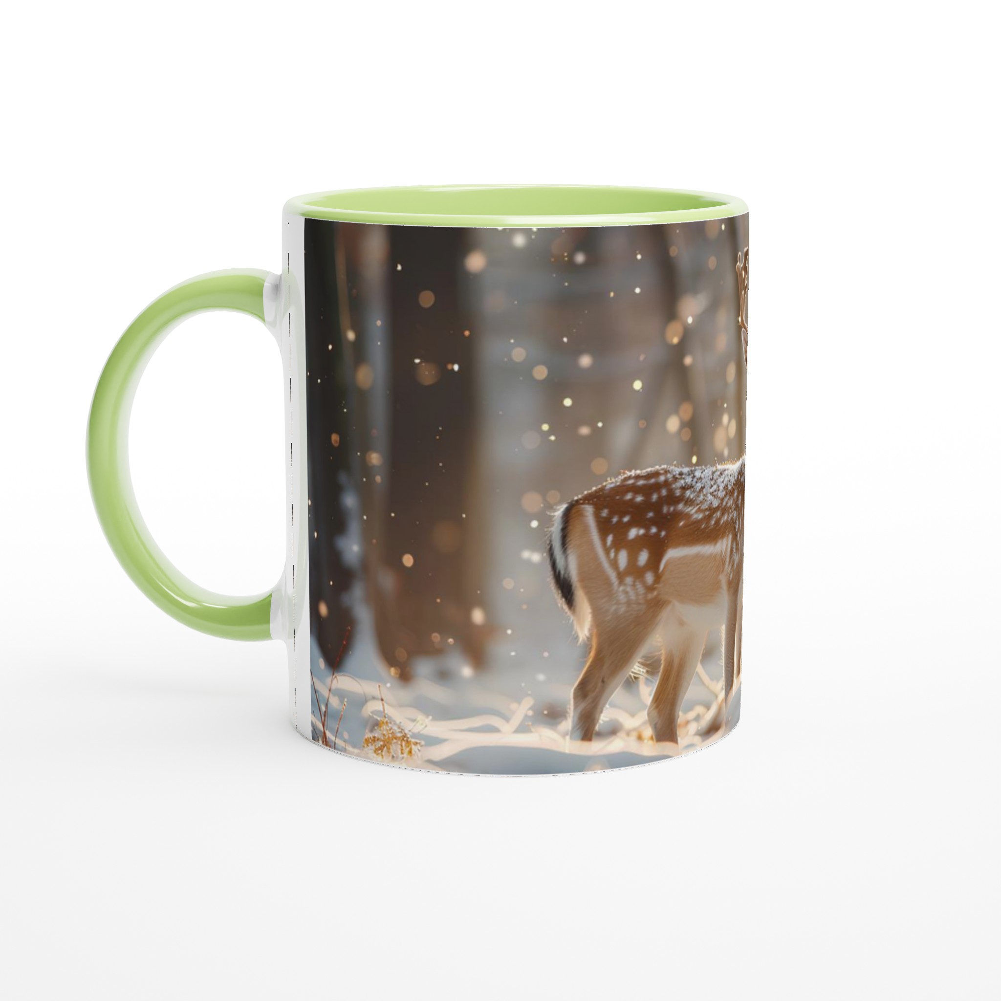 Vintermagi: Rådjur i Snölandskap – 11oz Keramikmugg i Sju Färger 7 0af6365b-5843-435a-8b0e-b94079a347b6