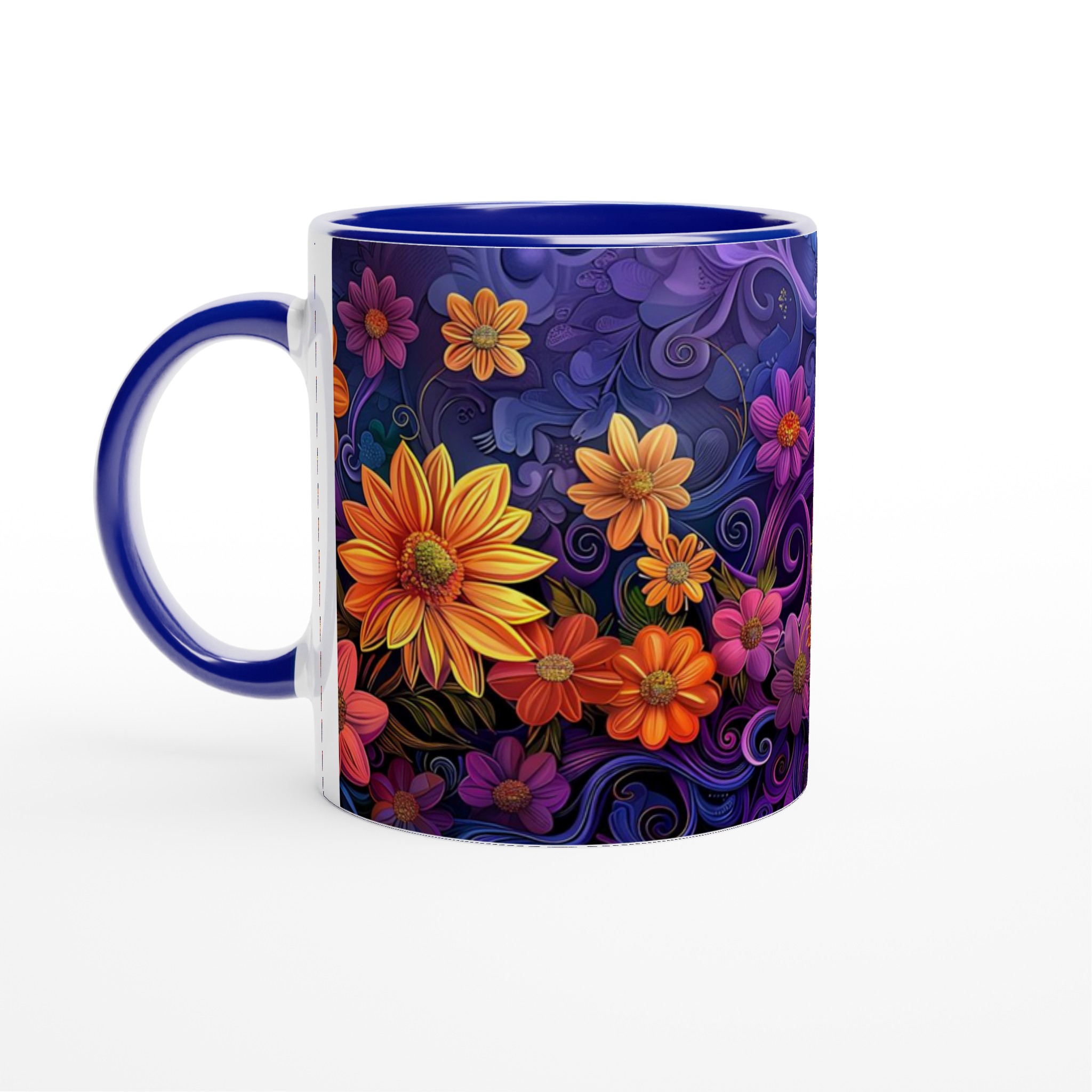 Färgexplosion: Konstnärlig Blommig Keramikmugg - 11oz, Välj Din Favoritfärg! 2 0b058816-6139-4650-9df1-6879b7a533a1