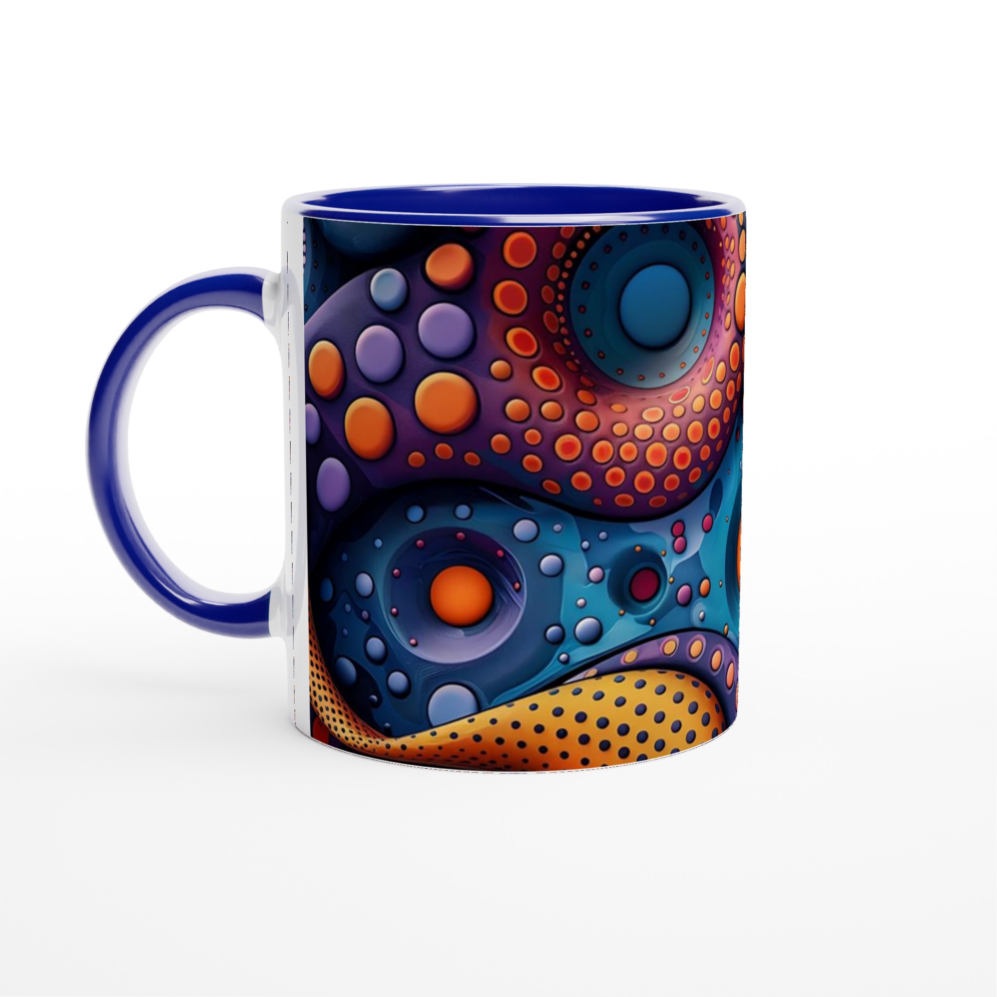 Abstrakt Bubbel Keramikmugg - Livfull Design i Blått & Orange, 11oz 2 0b7b0809-8d56-4ad0-afaf-3745e162714a