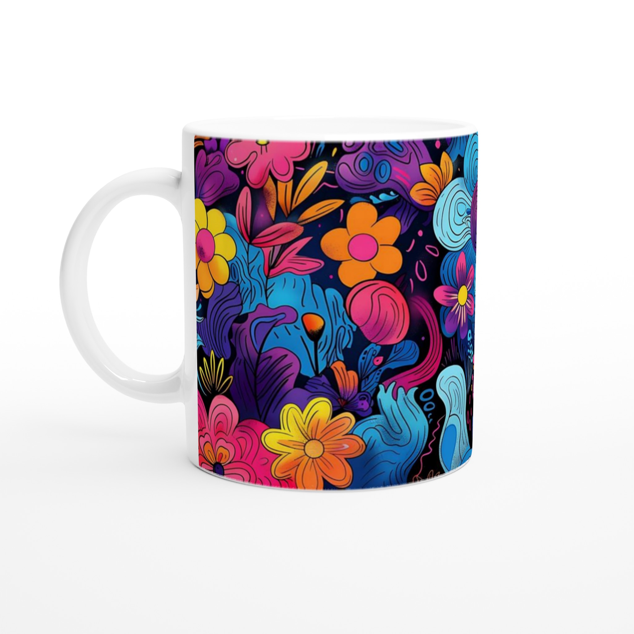 Psykedelisk Blomster Keramikmugg - 11oz, Levande Färger för Ditt Kaffe eller Te 1 0b9086d5-22c2-4ce3-ae05-28efd70f90fe