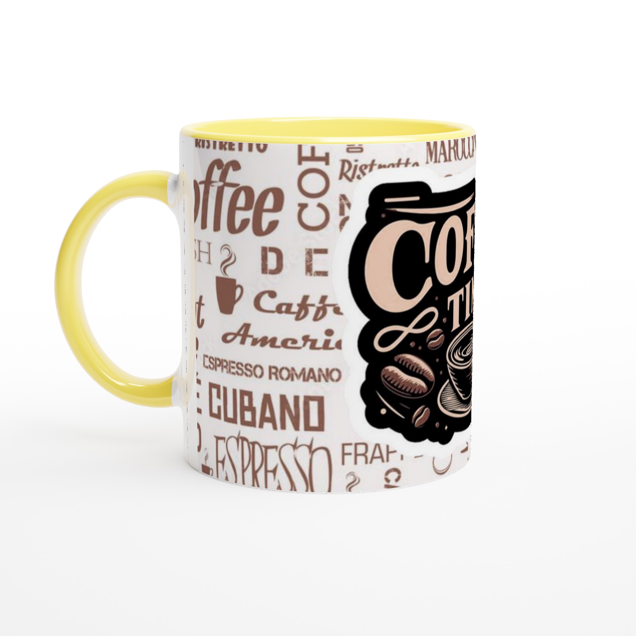 Vit 11oz keramisk mugg med ”Coffee Time”-design i tidlöst kaffeinspirerat uttryck 3 0bd8d2b0-1b6e-4061-bf1a-ace7512aef7a