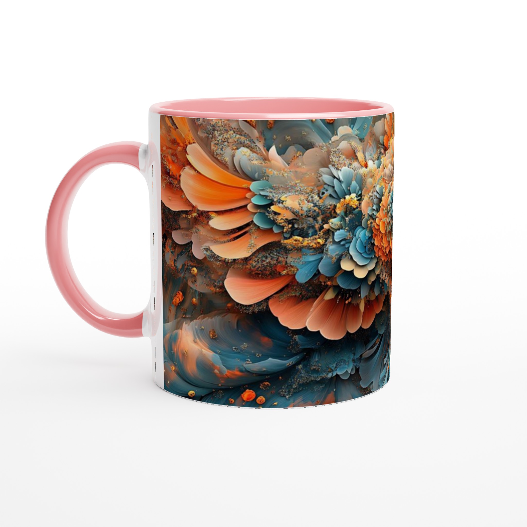 Abstrakt Mandala Konst Mugg – 11oz Keramisk Kaffekopp med Levande Apelsin och Teal Design 6 0bec5b05-db47-4056-8366-12d2ccf57b9a