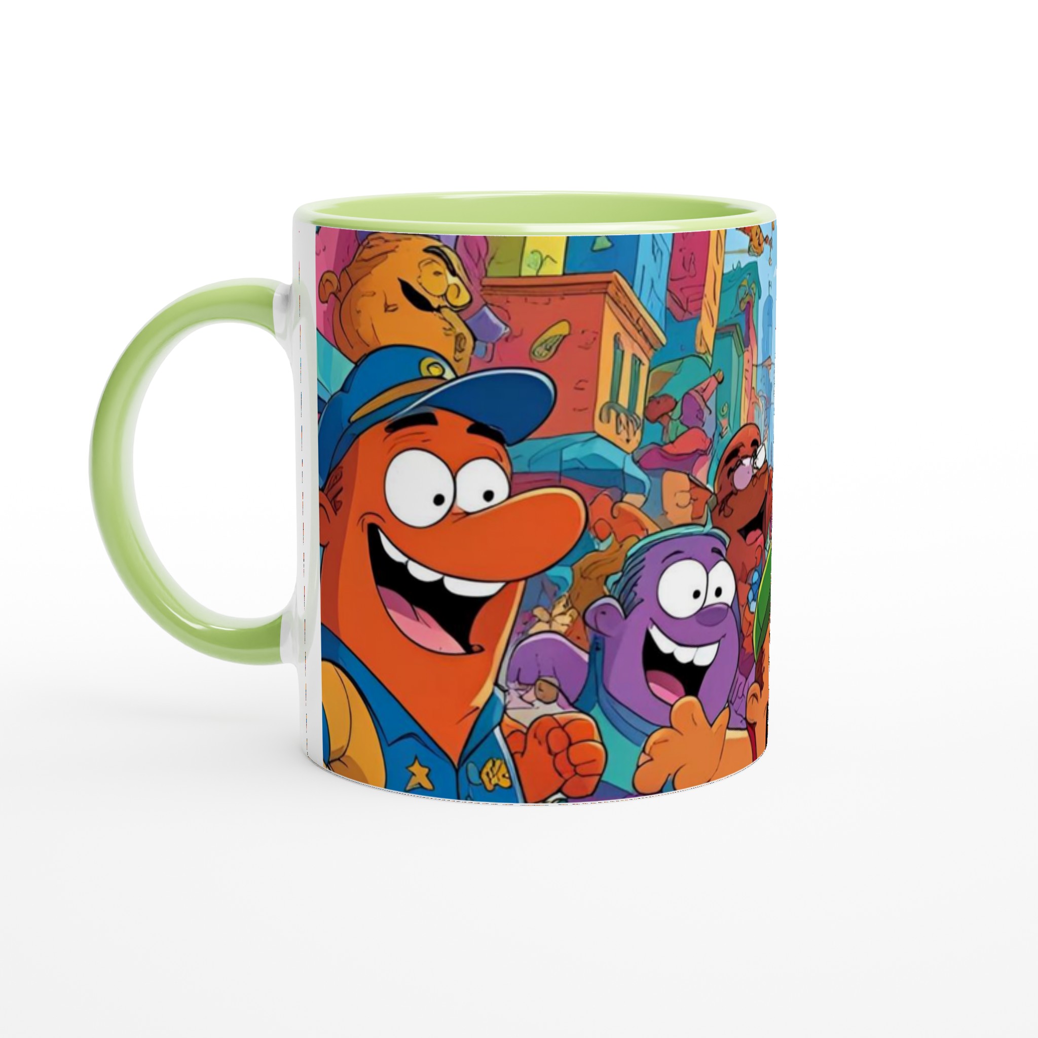 Vit 11oz keramisk mugg med färgstarkt och lekfullt tecknat motiv – välj din favoritfärg 7 0c36e31c-d35f-4cc5-b913-753d5b1b2f46