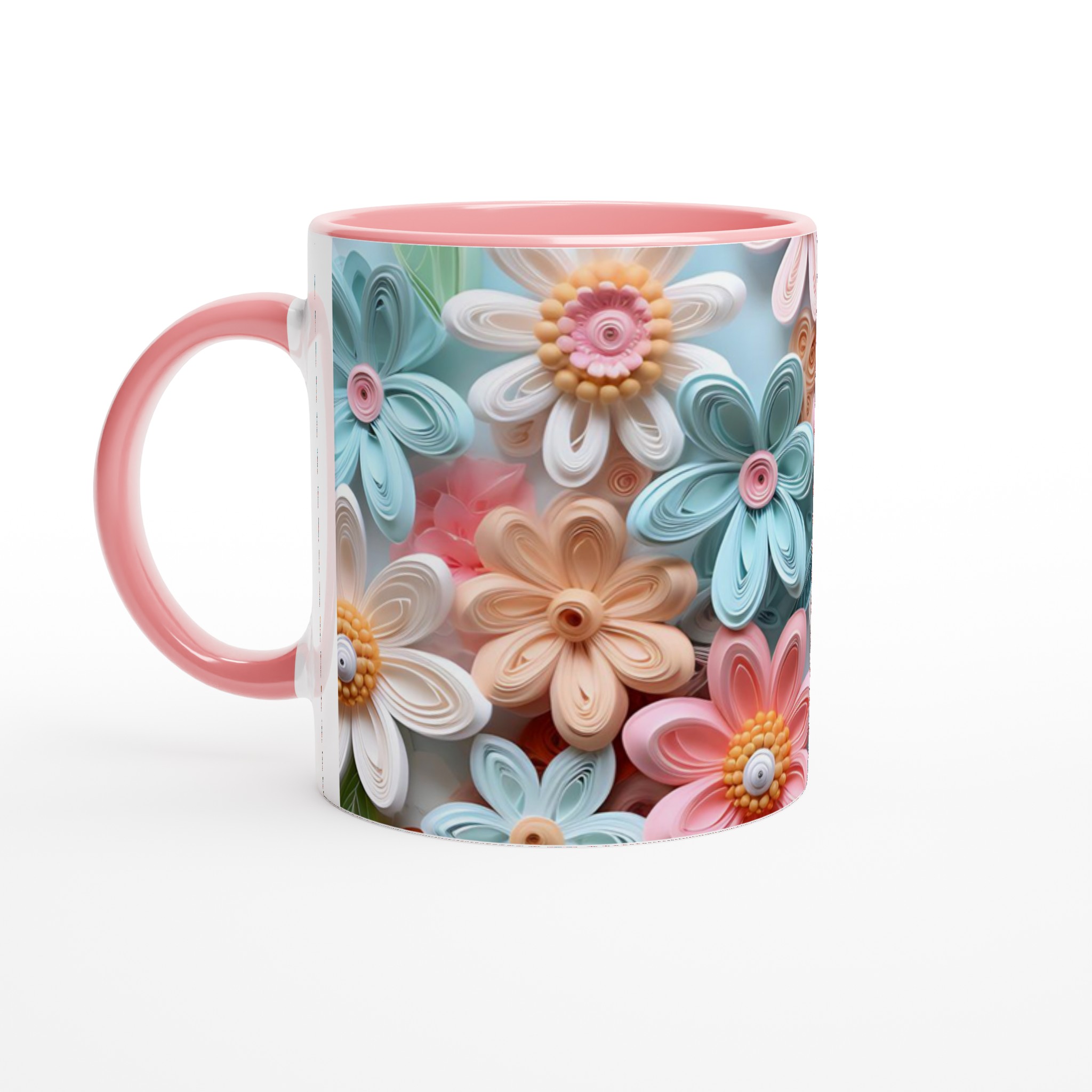 Stilren Vit 11oz Keramisk Mugg med Blommig Pastellpalett – Välj Din Färg 6 0c4c9766-bc2f-44b9-8e3c-3c31a5ed4b07