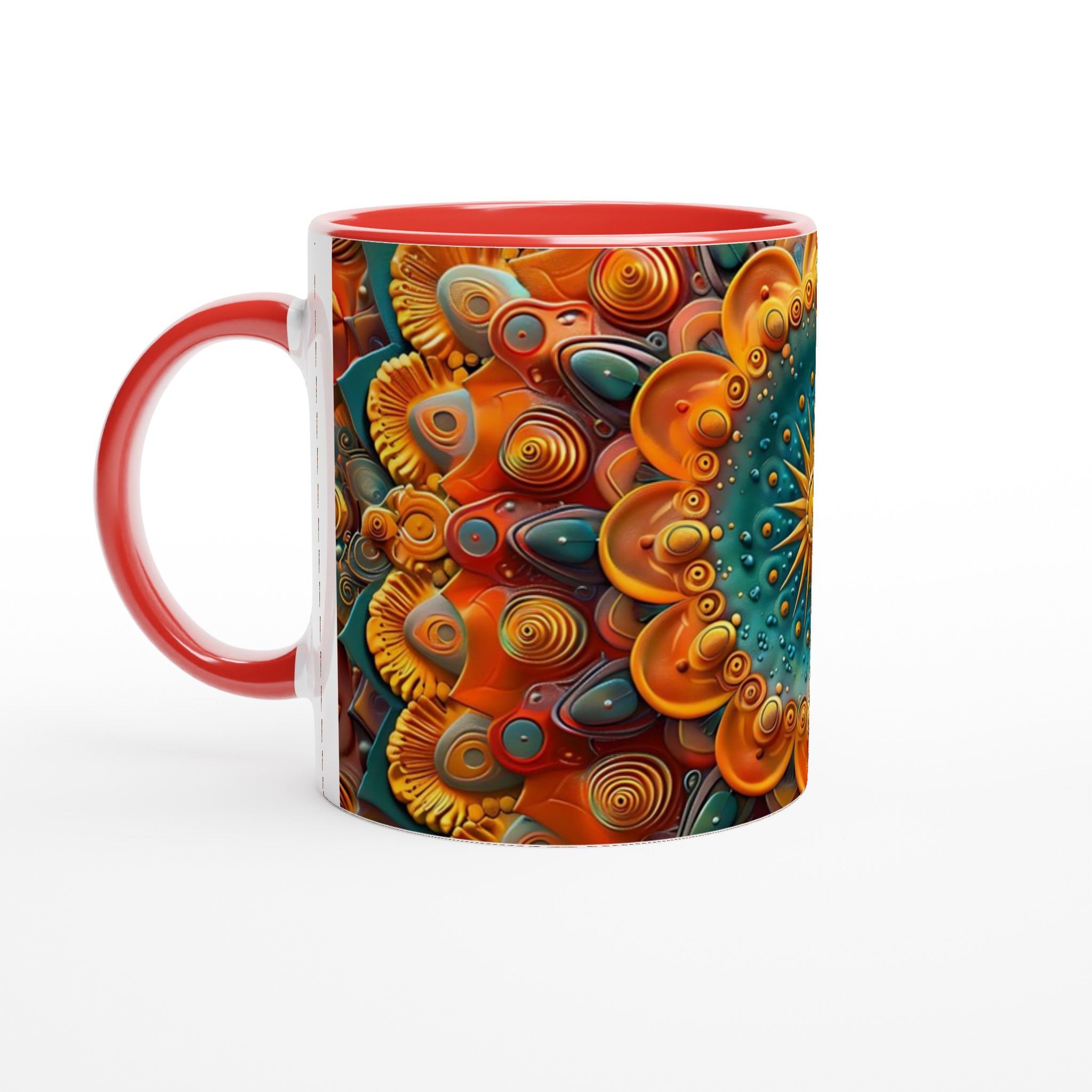 Abstrakt Mandala Keramikmugg - Livfulla Turkosa och Orangea Mönster 5 0c59e2c3-df1d-44b6-9c33-9a13e20db4c0
