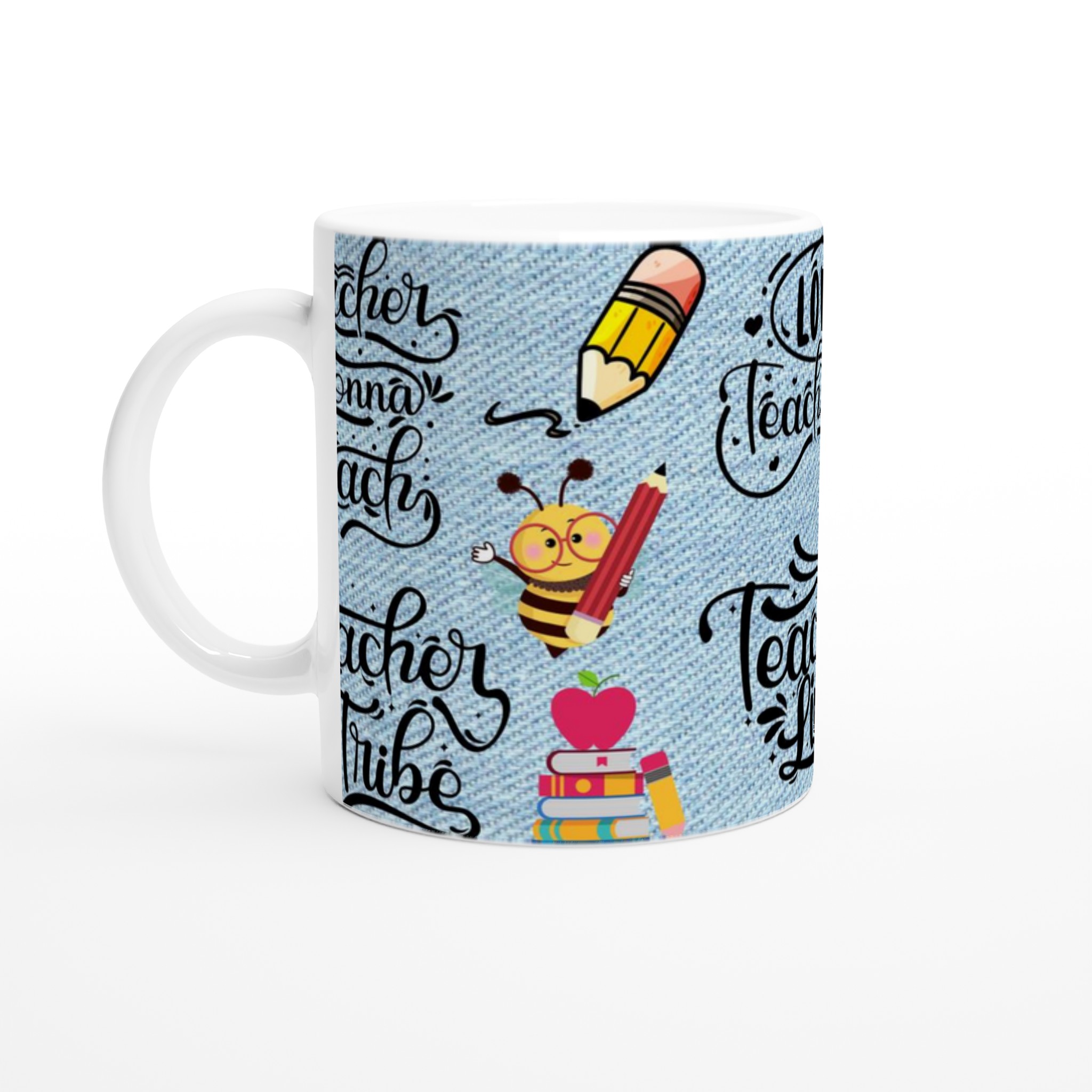 Vit 11oz keramisk mugg – Inspirerande lärare med färgstarkt skolmotiv i sju lyxiga keramikfärger 1 0c5afc18-467a-485e-af8a-a4077ea572dc