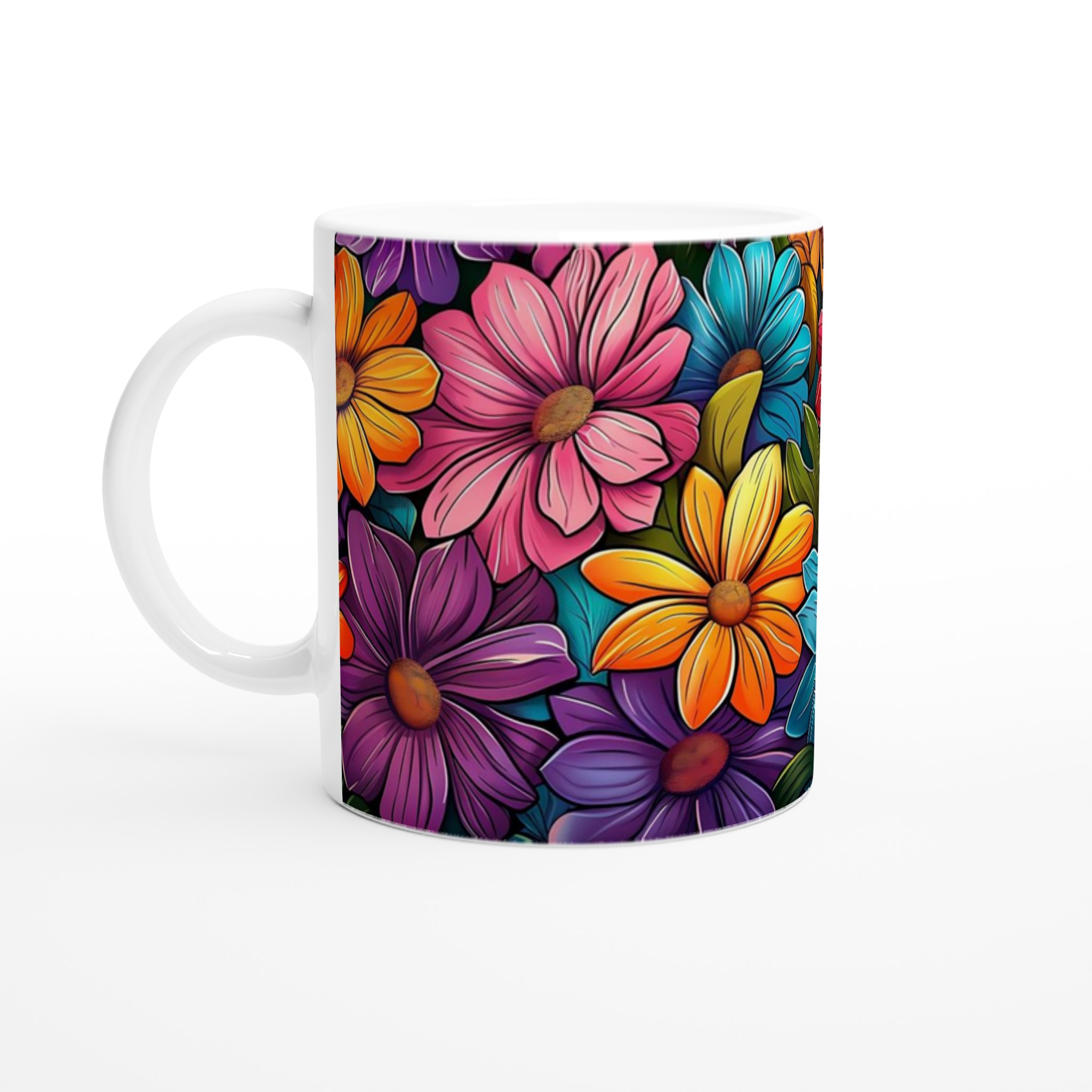 Färgsprakande Blomstermugg – 11oz Keramikmugg i ditt val av 7 nyanser för en personlig touch 1 0cb1d3d5-46c4-47dc-a58d-914c8ea77e9a