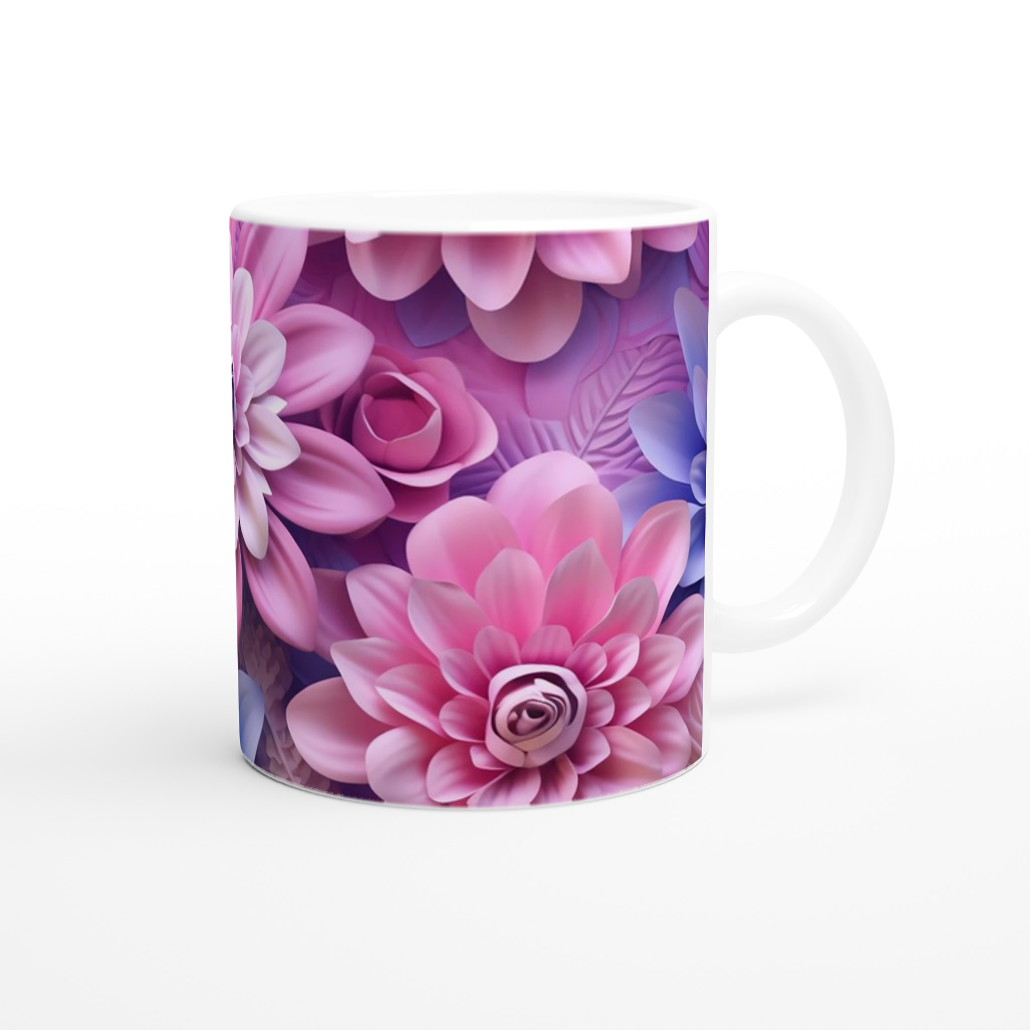 Vit 11oz keramisk mugg med blomstrande pastellmotiv i sju färgstarka nyanser 9 0cba189b-1c29-4c55-96ac-4869c0eef877