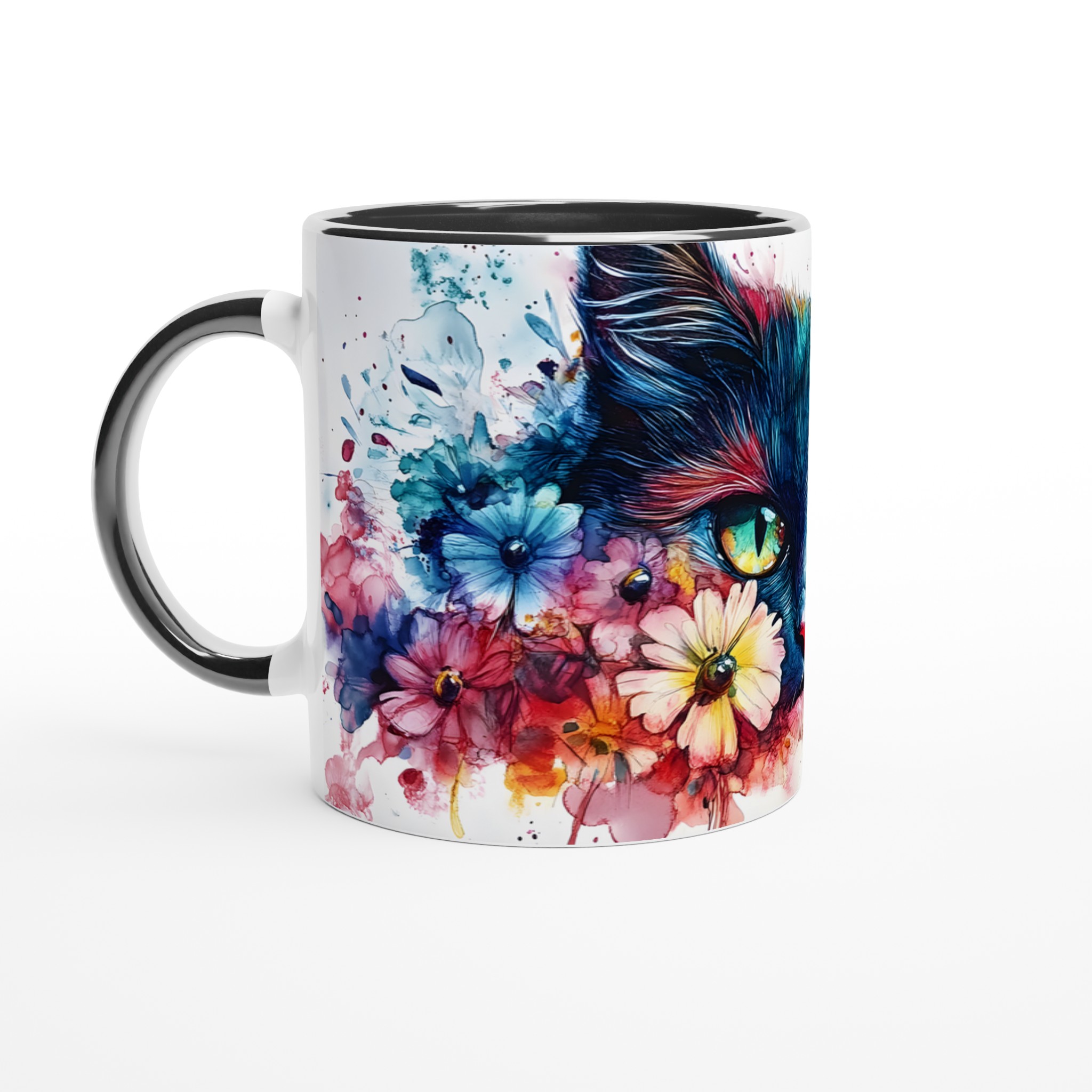 Färgsprakande Katt & Blommor Keramisk Mugg – Konstnärlig Akvarell 11oz Kaffekopp 4 0cd3e4c3-4683-4b28-9535-d4b32d9b764c