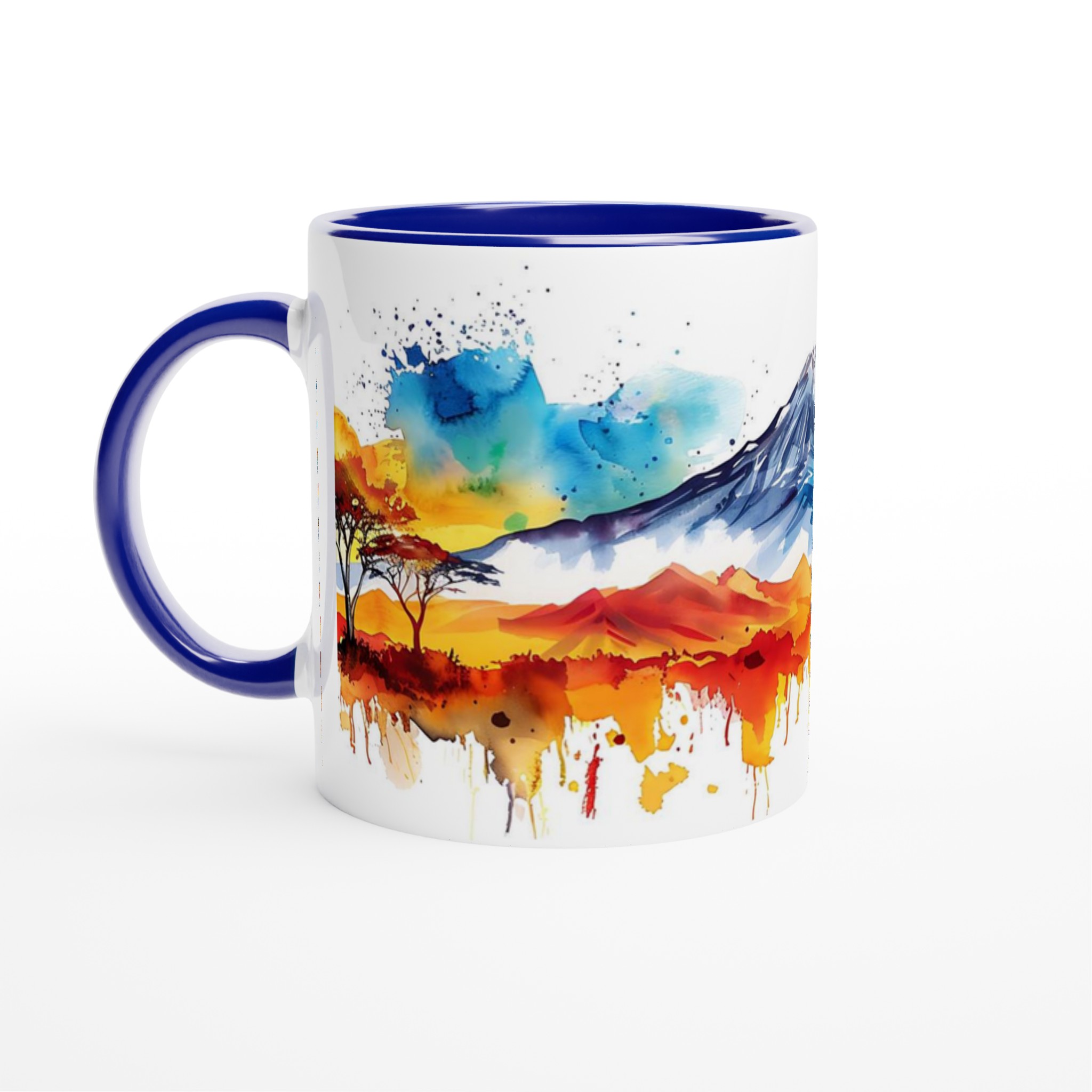 Akvarell Berg & Solnedgång Kaffemugg – Färgsprakande 11oz Keramikmugg i ditt val av 7 nyanser 2 0cddf325-5523-424c-b083-f9d29289a4ed