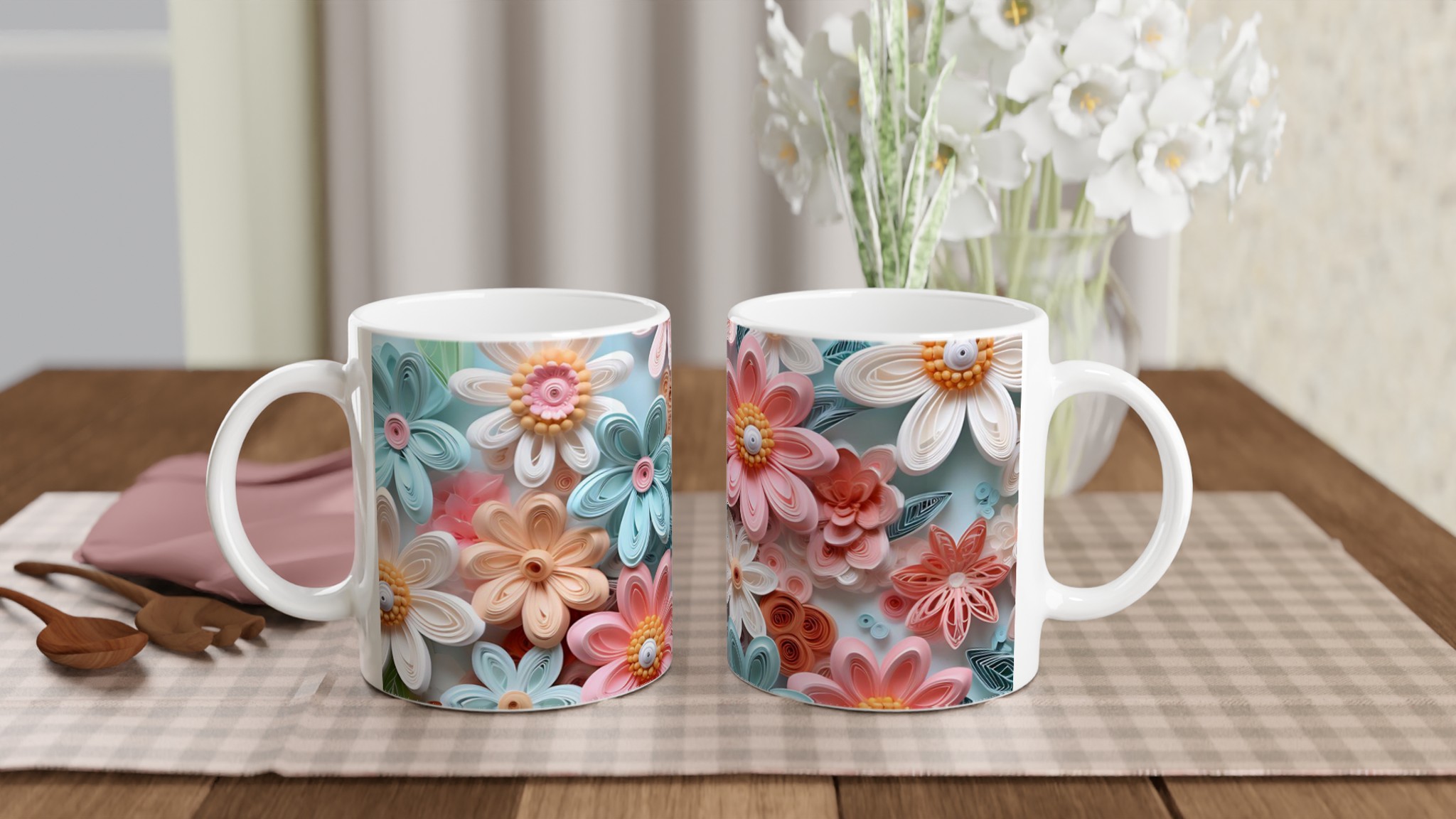 Stilren Vit 11oz Keramisk Mugg med Blommig Pastellpalett – Välj Din Färg 10 0d0c083c-534d-4929-b3b0-2a8c9d0a8baa