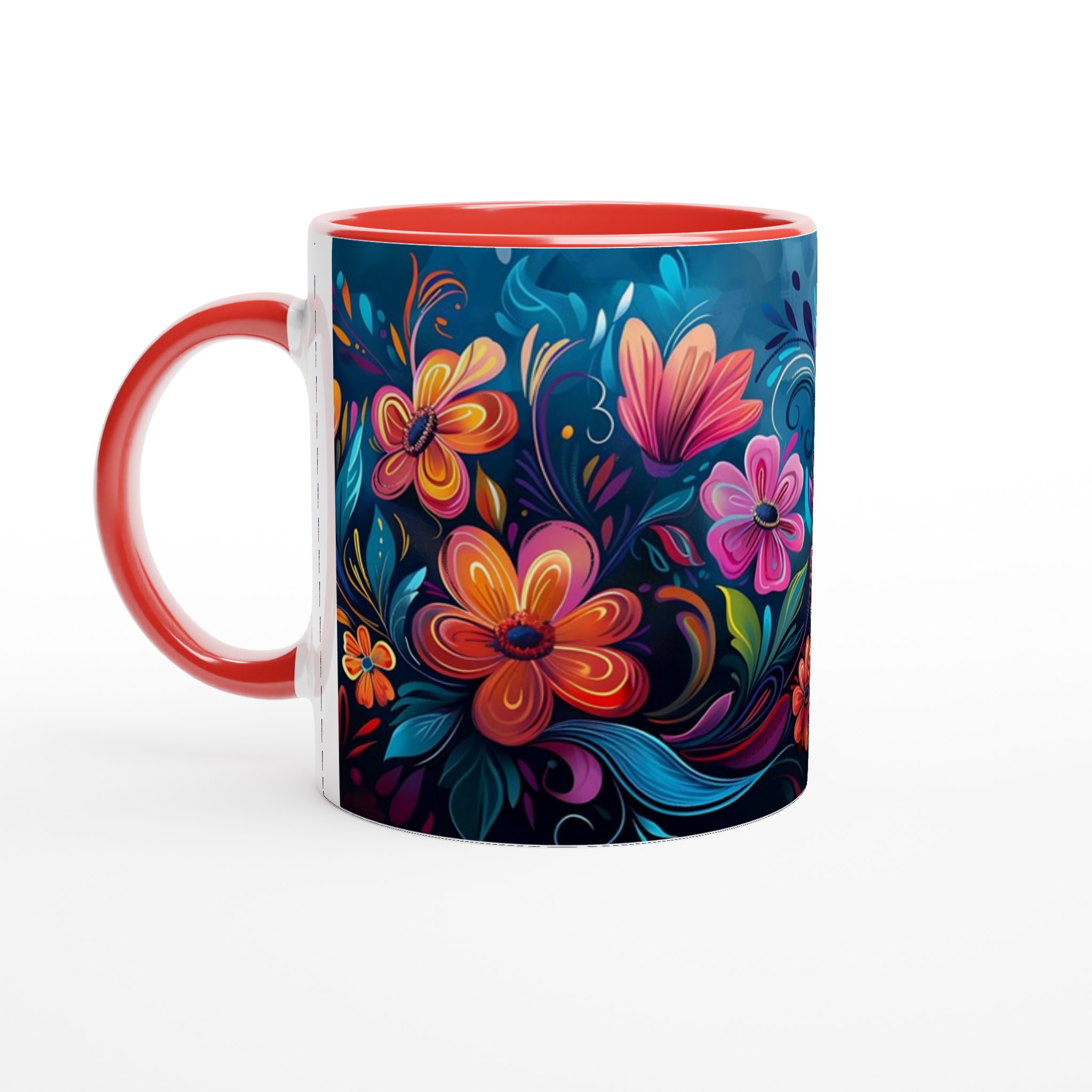Färgsprakande Blomstermugg – 11 oz Keramisk Kaffekopp med Konstfullt Tryck i Valfri Färg 5 0d0c1bf3-8eb2-4813-aabe-8ef0aeae41df