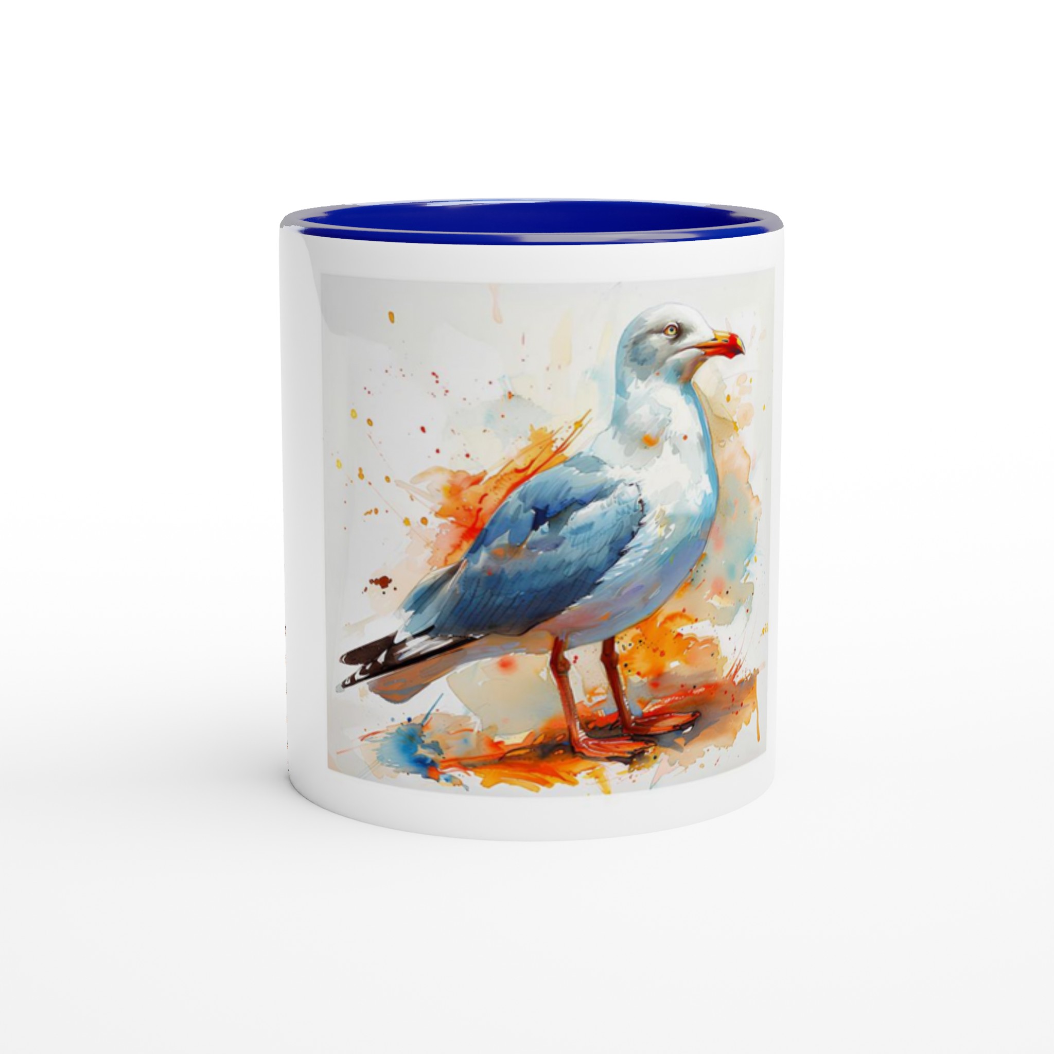 Akvarell Mås Keramisk Mugg – Färgglad Havsinspirerad Kaffekopp med 6 Valfria Innerfärger 5 0d2450f5-9cce-437a-afbc-f83d8858debd