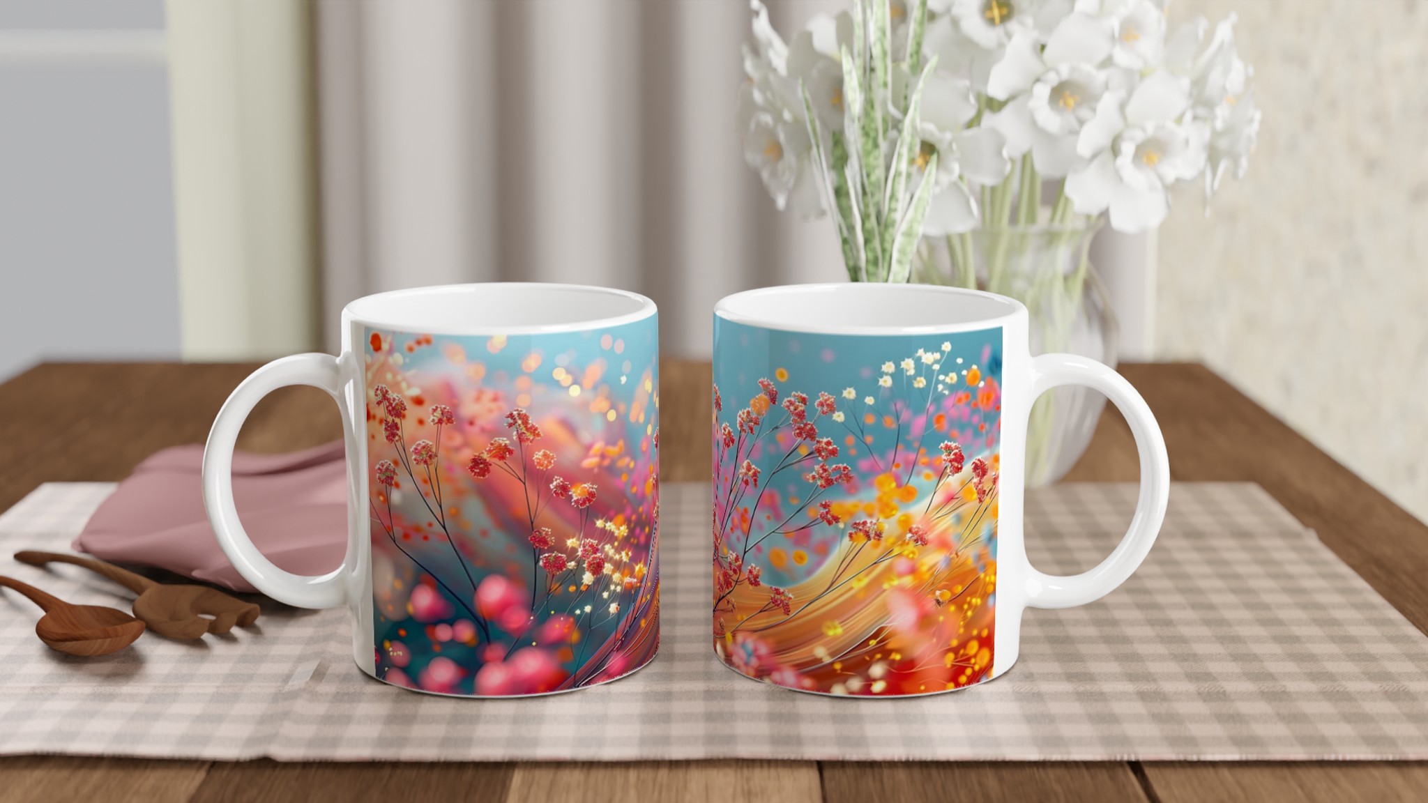Färgsprakande Blomsterdröm: 11oz Keramikmugg i ditt val av sju livfulla färger 10 0d3a0582-032a-4438-9384-04a4ed901a82