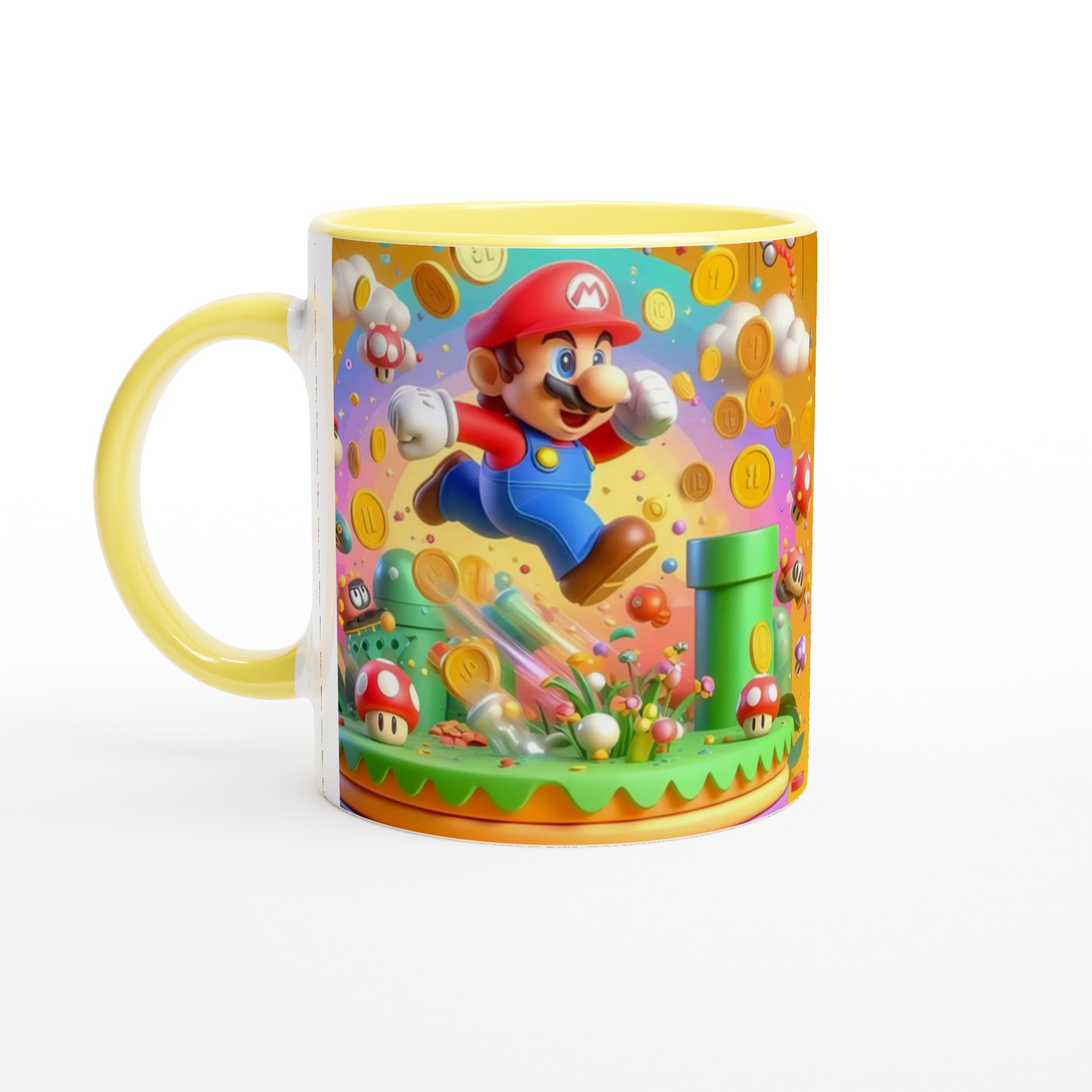 Vit 11oz keramisk mugg med färgstark spelscen – välj din favoritfärg för en unik touch 3 0d49413d-cdb4-4524-8725-c5a6a8678bc1