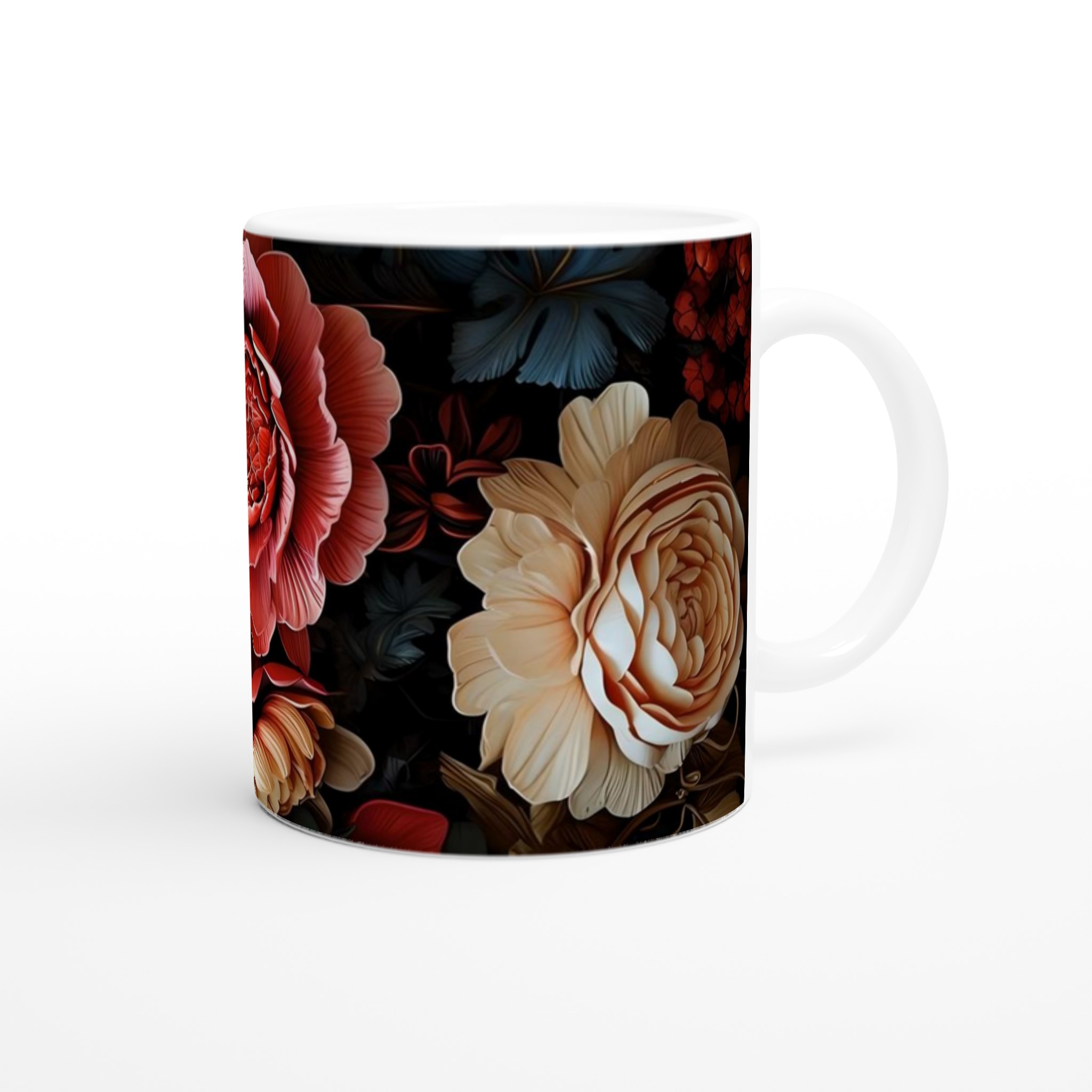 Eleganta 11oz keramikmuggar med blomsterprakt - välj bland sju stilfulla färger 9 0d62aa8b-df97-4771-ac86-a75fc8e7238c