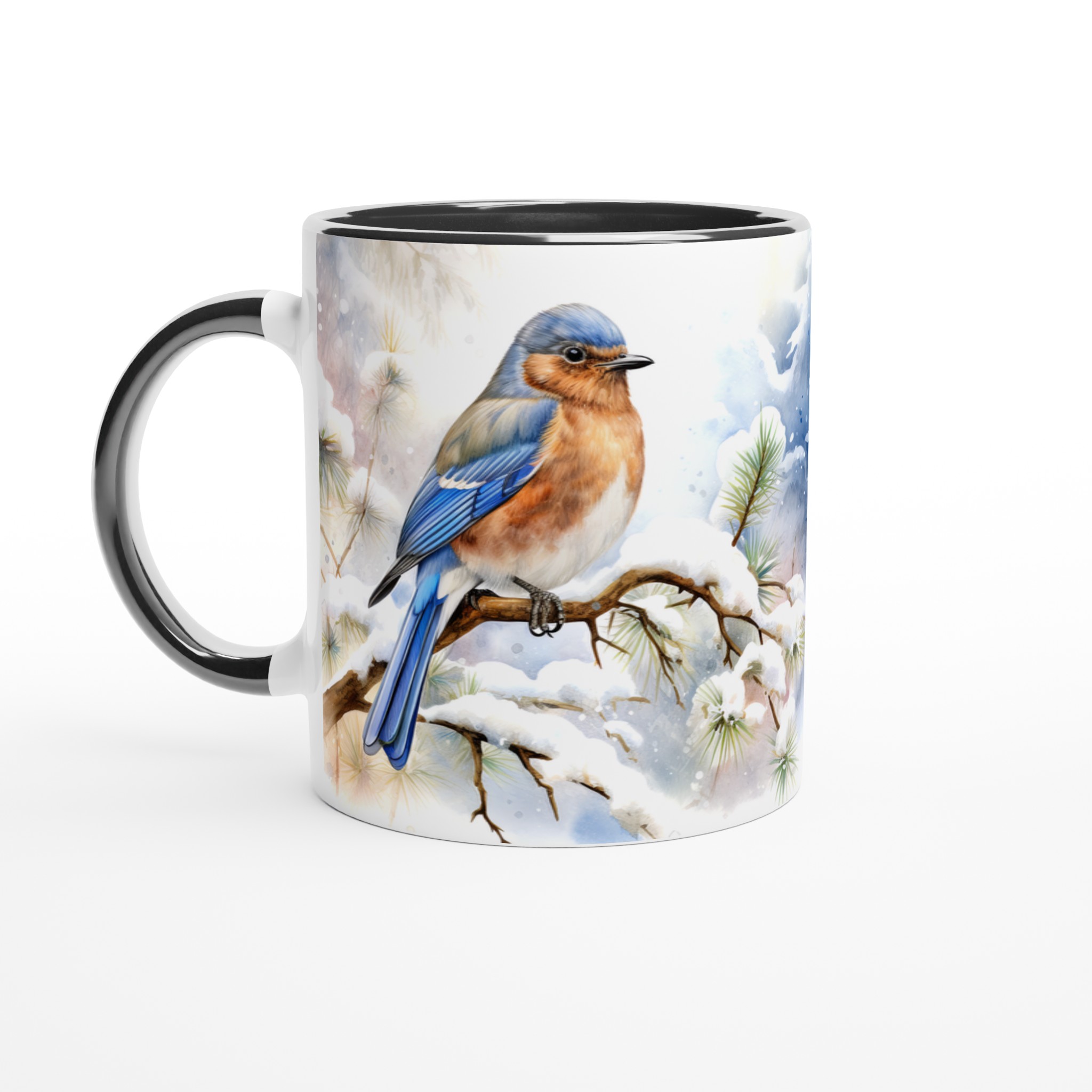 Vinterfågel Keramikmugg - Blåfågel på Snöig Gren, 11 oz Premium Designmugg i Väljbar Färg 4 0d67db57-a9dd-4ba6-8185-36bf98a48b7d