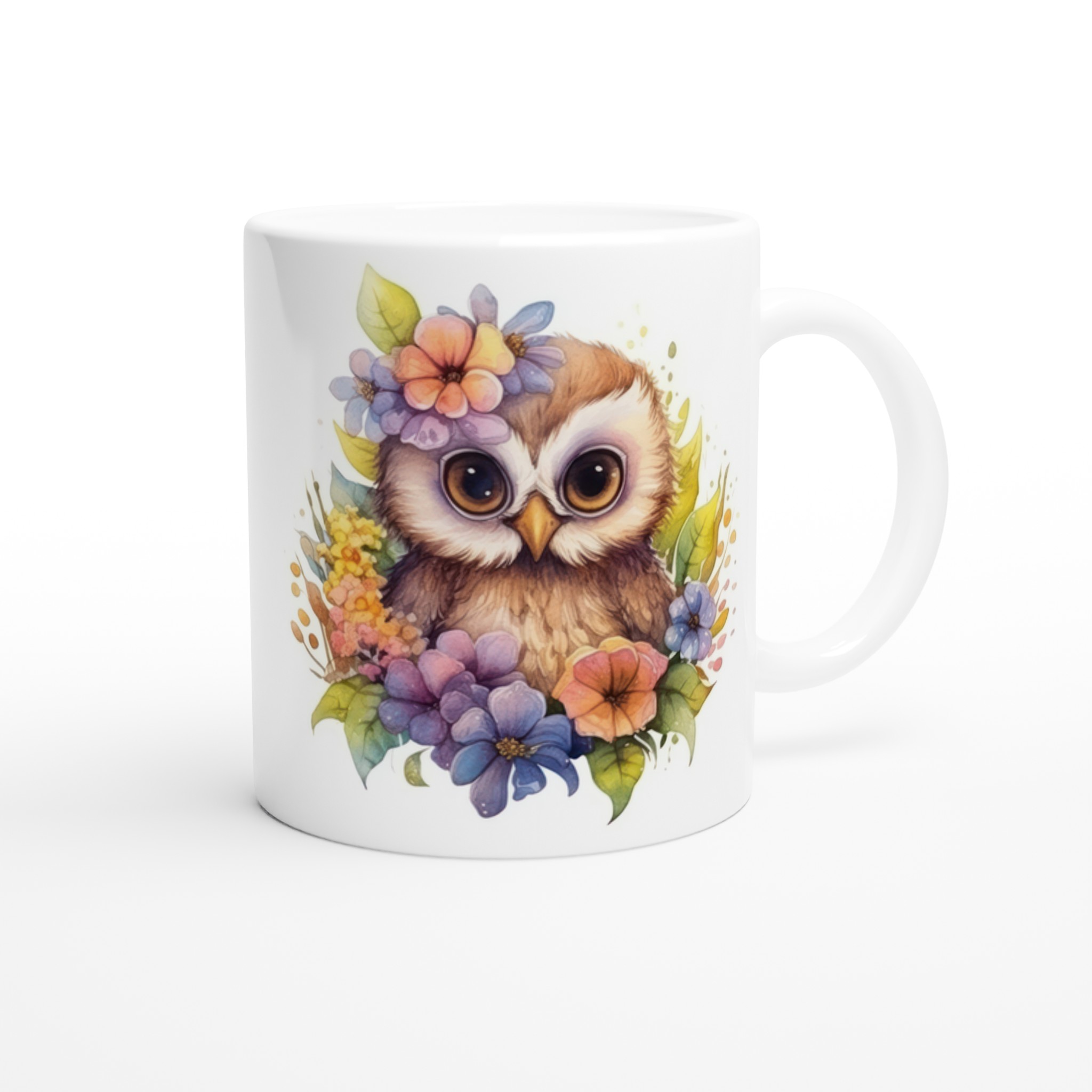 Vit 11oz keramisk mugg med charmig ugglemotiv – välj din favoritfärg för en personlig touch 9 0da7f418-71b9-4d3e-aa69-faebf11485d3