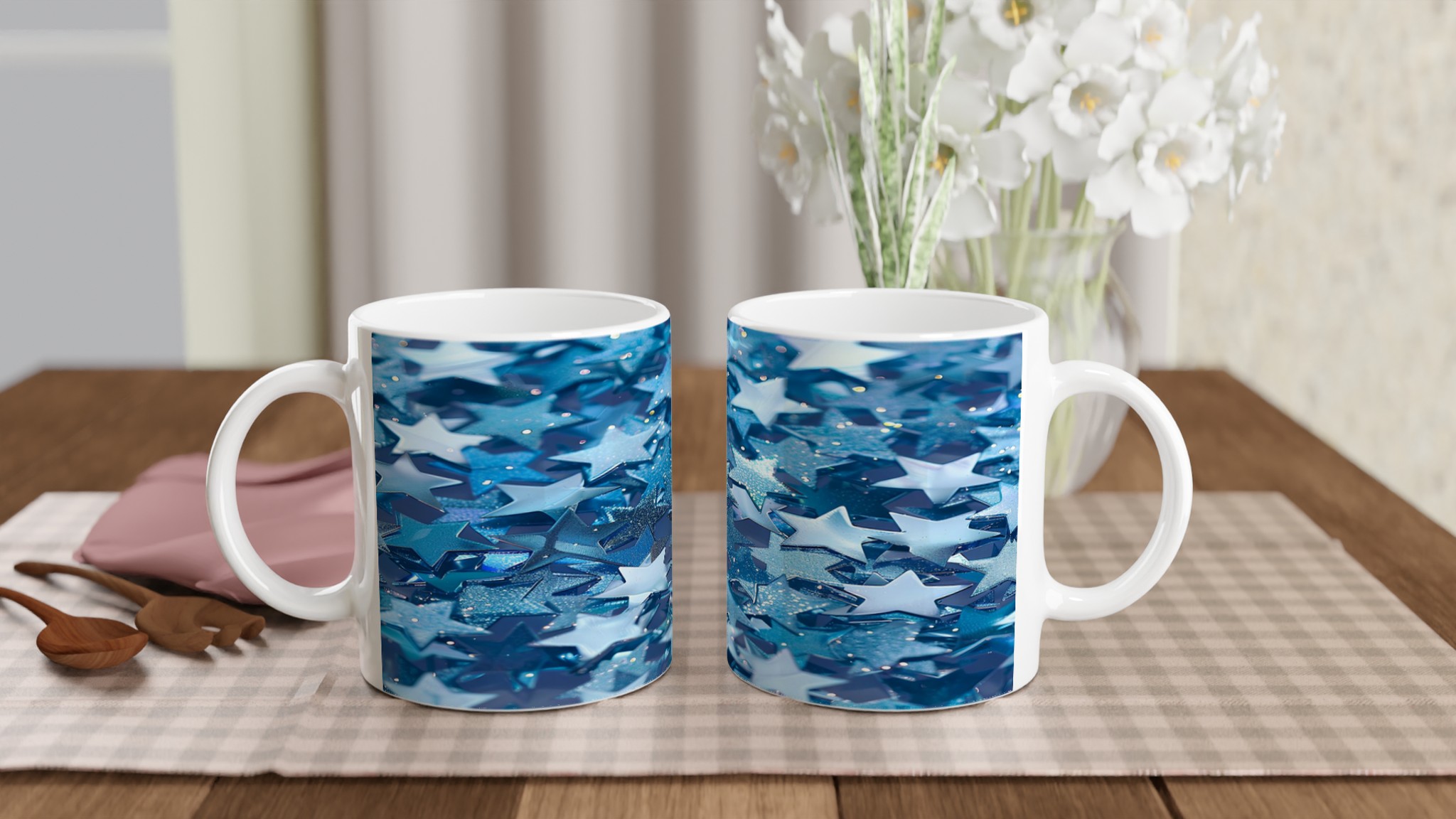 Stjärnklar 11oz Keramisk Mugg – Dröm dig bort med glittrande blå stjärnor i din favoritfärg! 10 0de65258-87c5-4b53-9af4-b6c6203c15ca