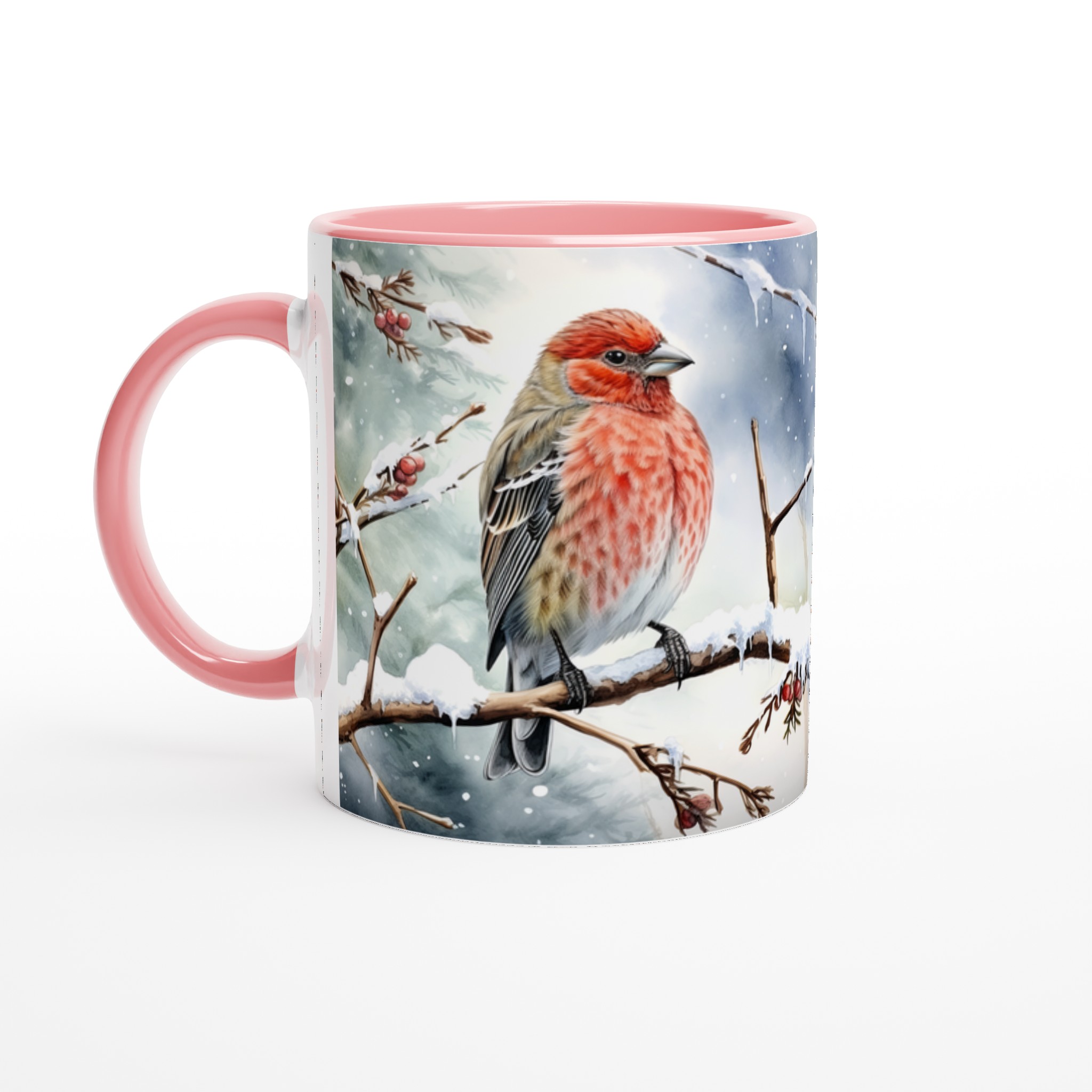 Vit 11oz keramisk mugg med vinterfågelmotiv – välj bland sju vackra keramfärger 6 0e236a4b-74d4-49f4-ad92-8c4f8421a044