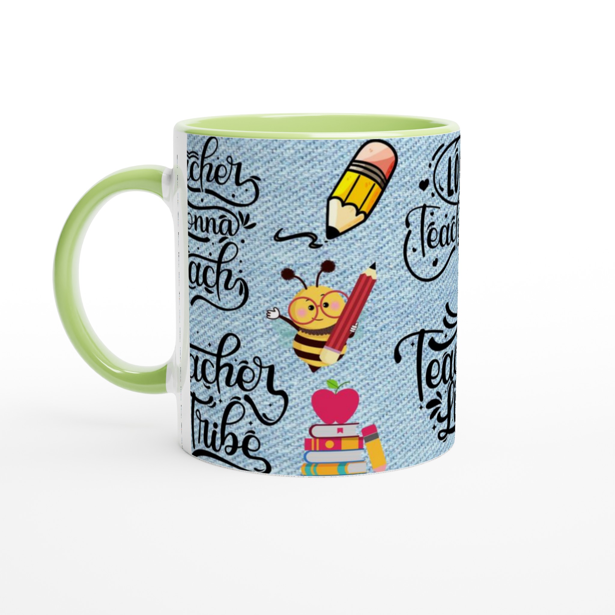 Vit 11oz keramisk mugg – Inspirerande lärare med färgstarkt skolmotiv i sju lyxiga keramikfärger 7 0e24ab18-efd6-4d47-887f-ccb8a662498e