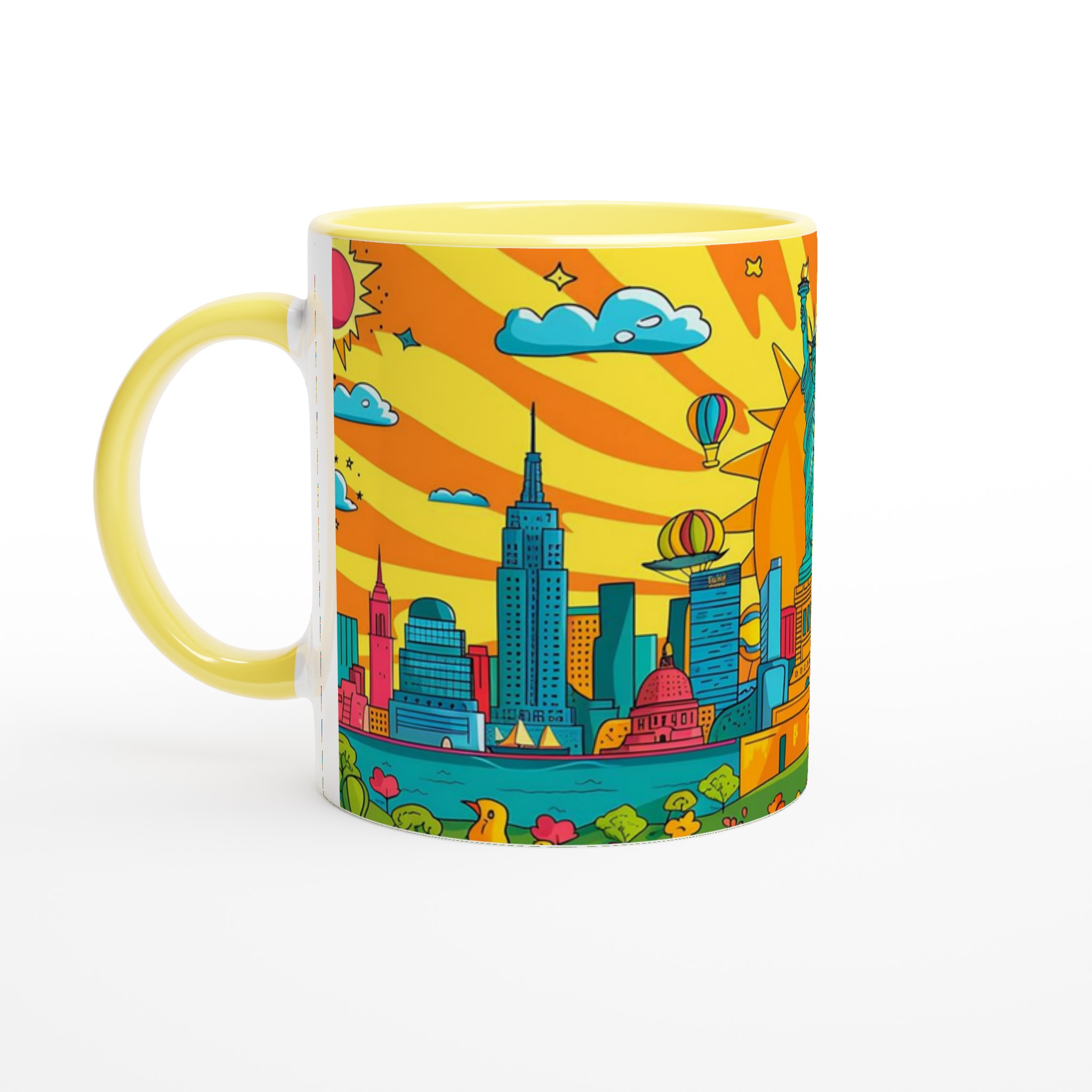 New York City Pop Art Mugg – Livlig skylineskildring för färgstarka morgnar, välj din keramiska färg! 3 0e2ac080-cbb0-4e88-bb35-f380aa396627