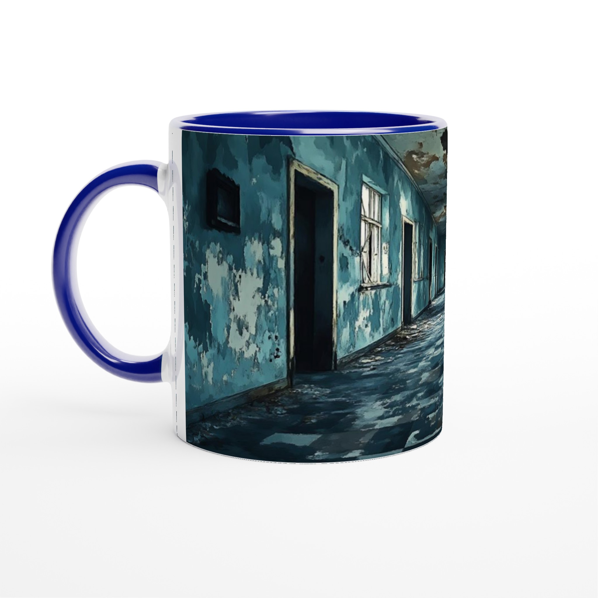 Mystisk Förfallen Korridor 11oz Keramisk Mugg - Skrämmande Blå Konst för Din Kaffestund 2 0e30a09f-c0bb-4230-81da-38fae1565111