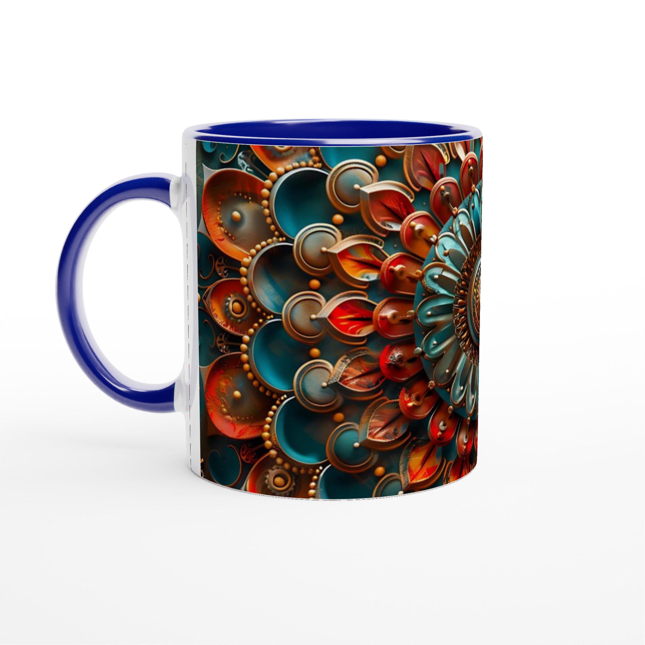 Abstrakt Mandala 11oz Keramikmugg – Teal, Roströd & Guld design i valfri färg 2 0e331271-f080-4e0e-96e1-d8bc29789535