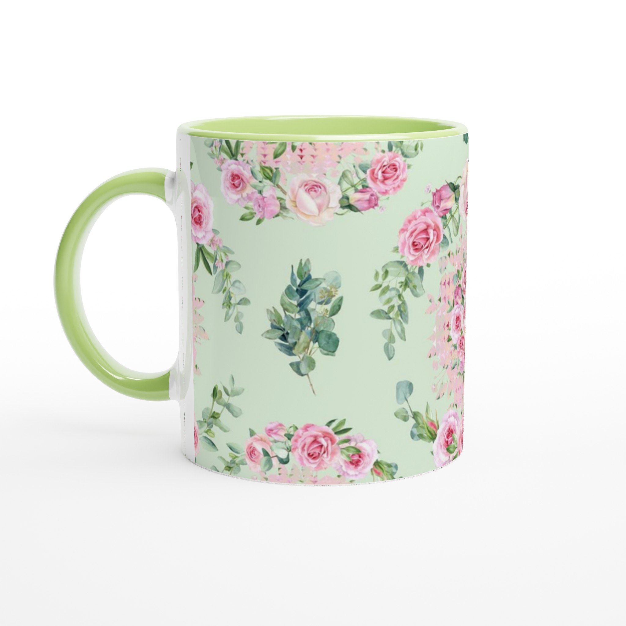 Vit 11oz keramisk mugg med romantiskt blomstertryck i mjuka pasteller 7 0e3cc959-1ef2-4875-8e1c-86be8e317bcf