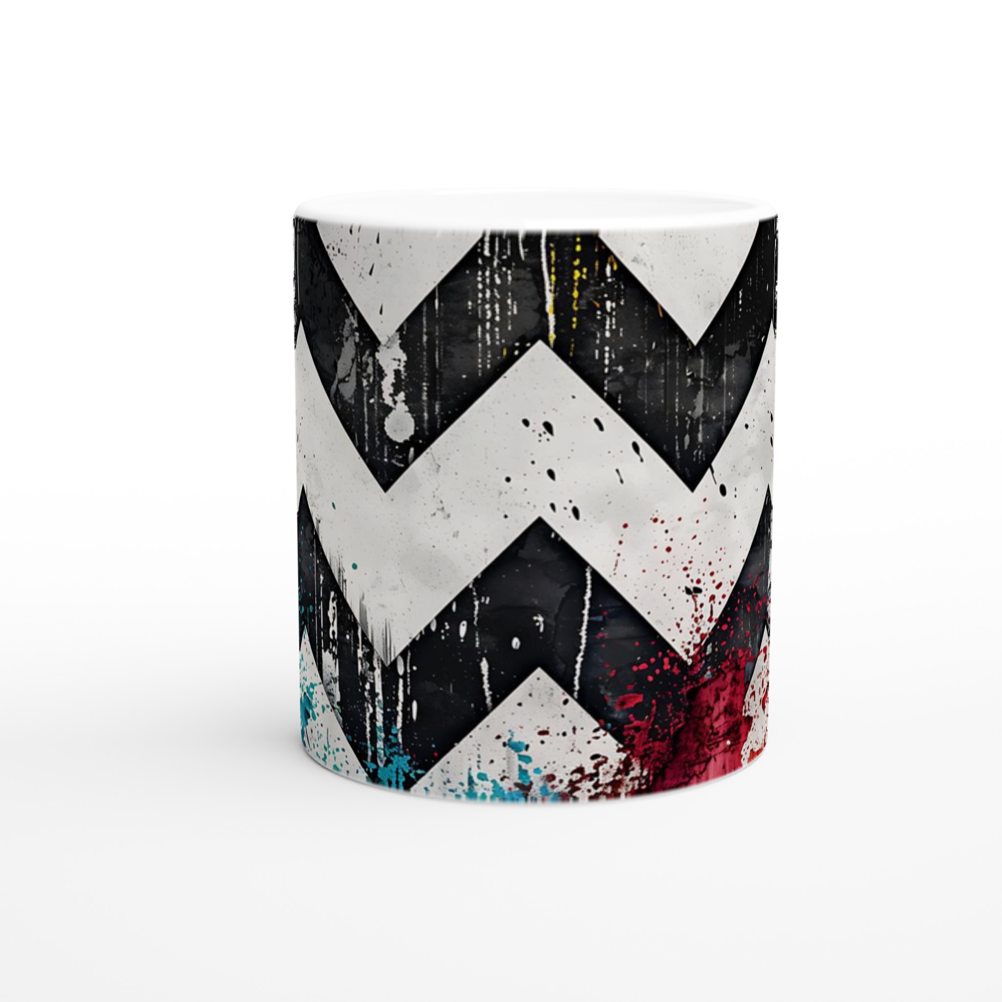 Vit 11oz keramisk mugg med djärvt zigzag-mönster i livfulla färger – välj din favoritfärg på muggen 8 0e4114df-fc03-4965-ba74-0295e255780f