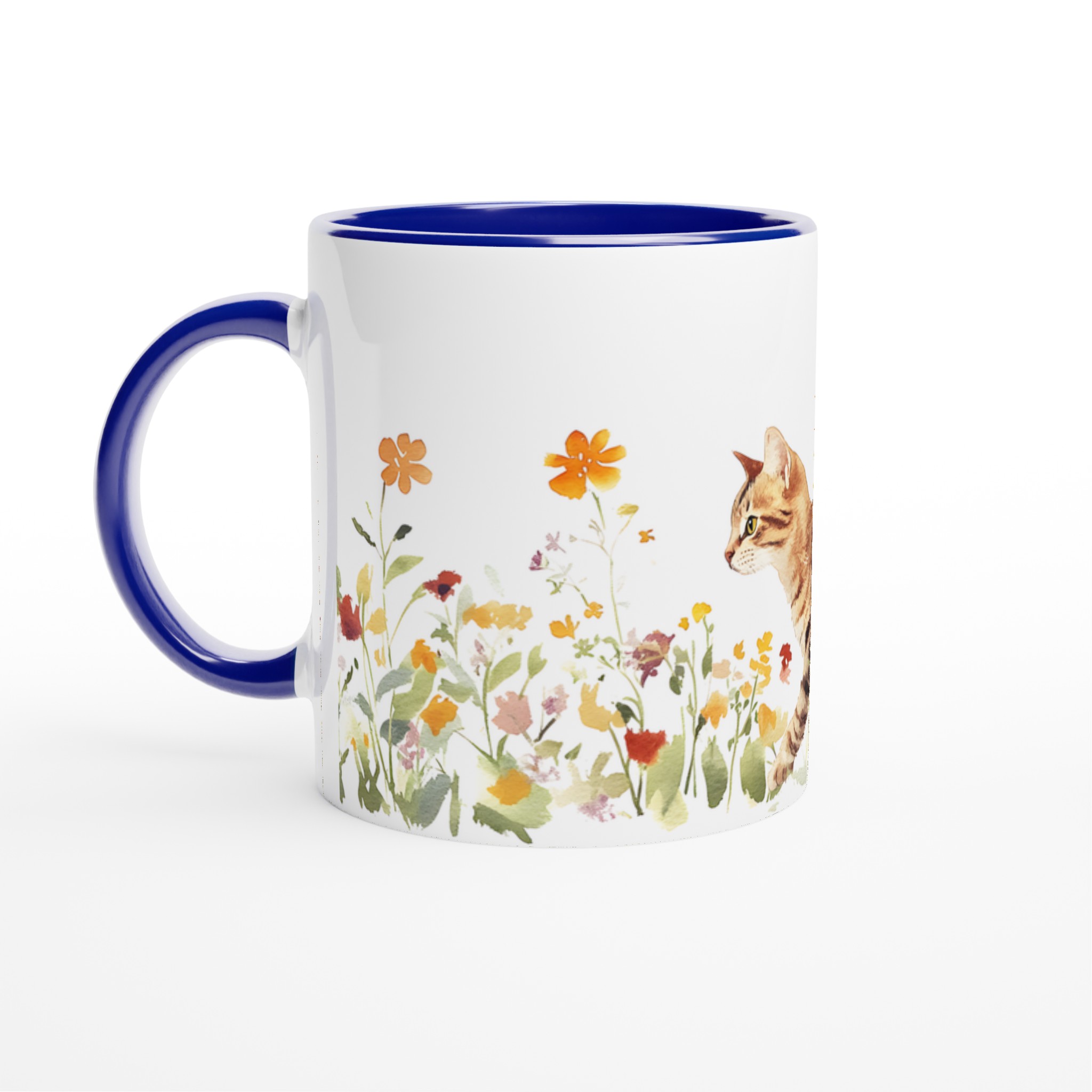 Katt bland Vårblommor - Konstnärlig Keramisk Mugg för Kattälskare | 11oz i Valfri Färg 2 0e4f8245-e226-4f30-94d9-2a899dd485b0