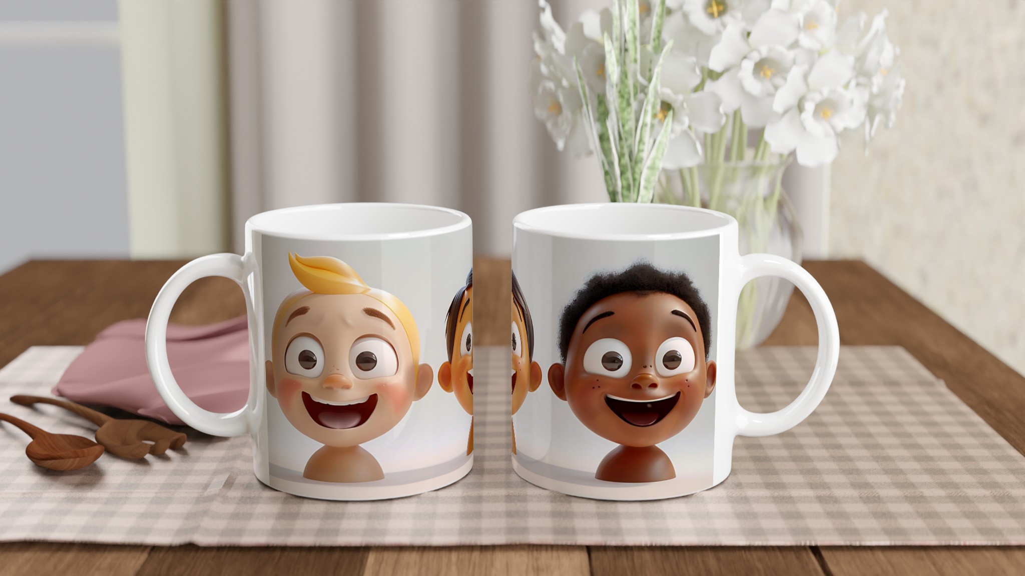 Glad Kaffemugg med Lekfulla Ansikten – Personlig 11oz Keramisk Mugg i Valfri Färg 10 0eceb1ad-0049-461c-bc9a-991099d46961