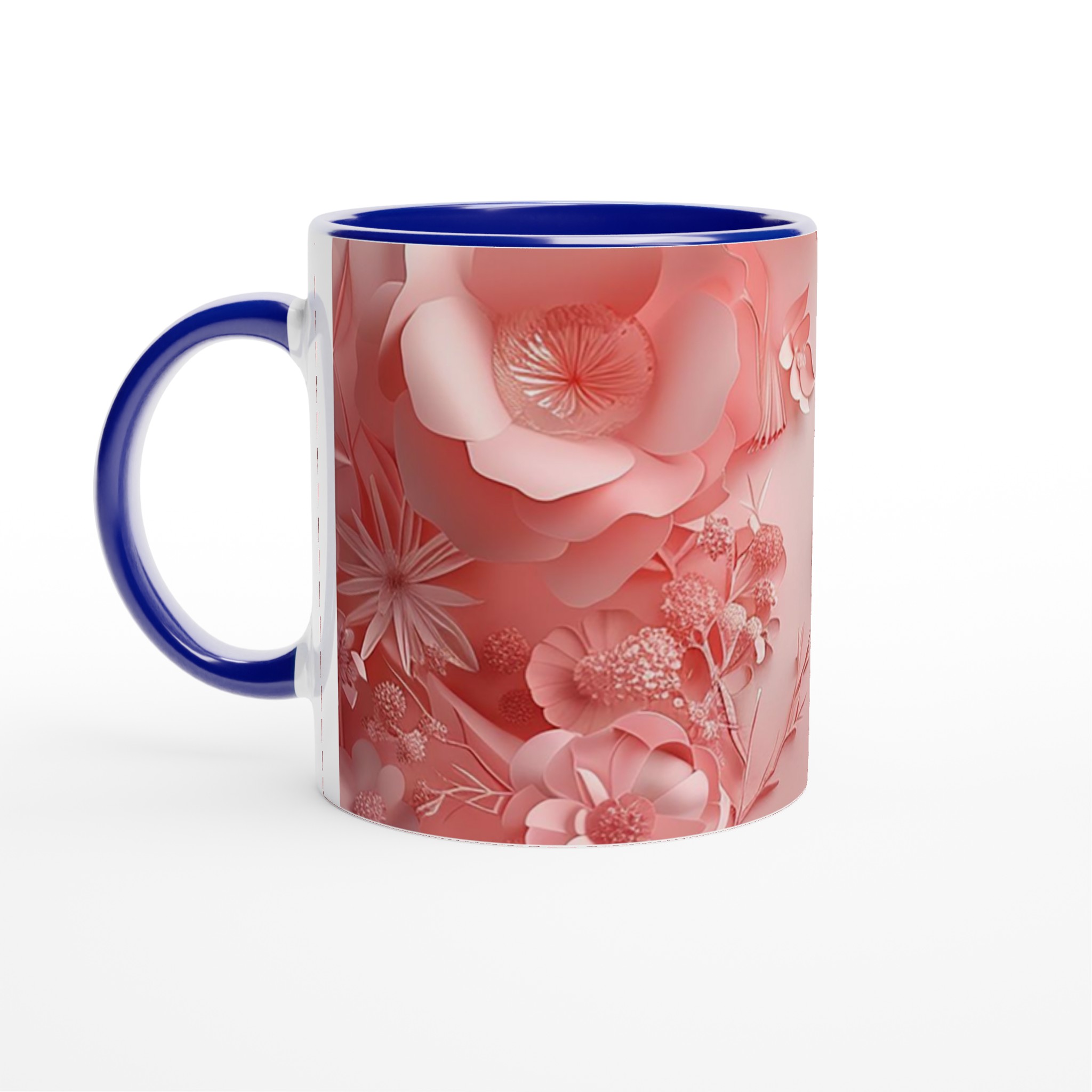 Vit 11oz Keramisk Mugg med Blommönster i Rosa och Flera Färger 2 0ef9f46c-9c40-428e-b957-179130406c89