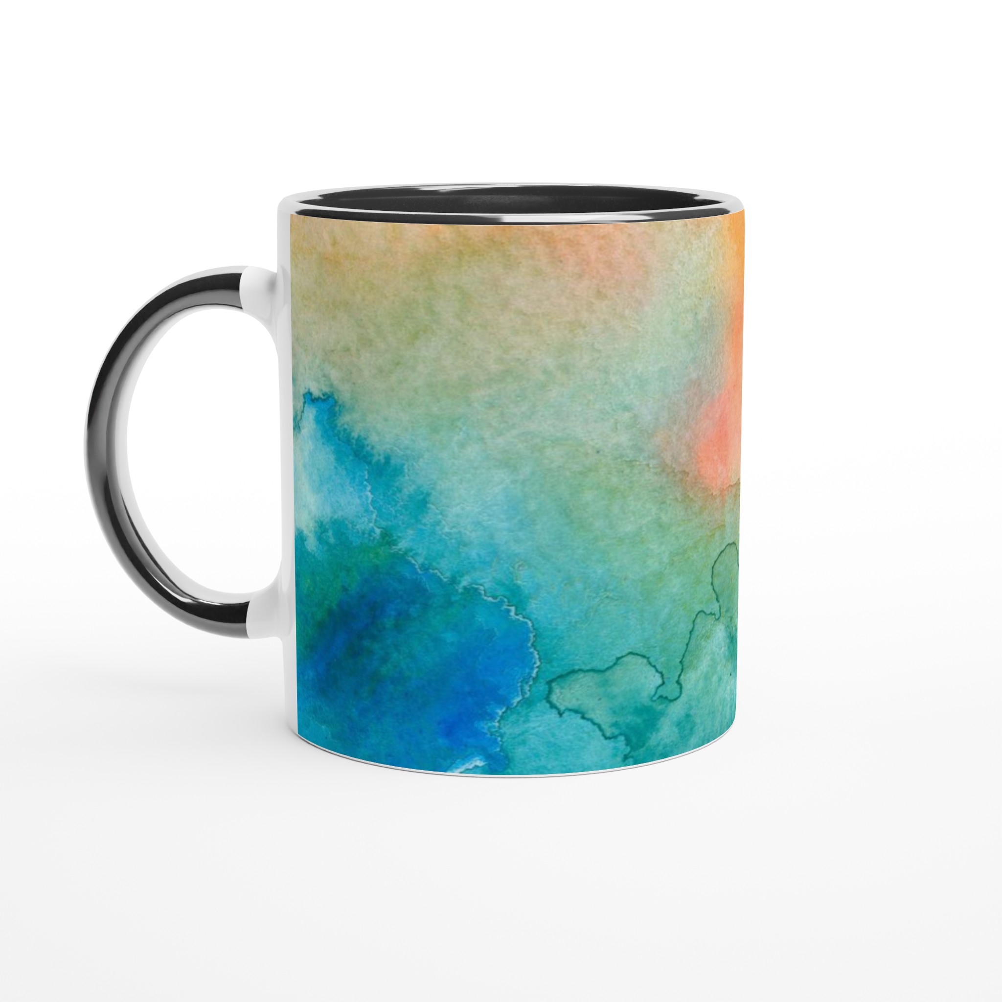 Vit 11oz keramisk mugg med abstrakt akvarellmönster – välj bland sju livfulla färger 4 0f17b24d-c816-4db5-b201-65dd1a9de6cb