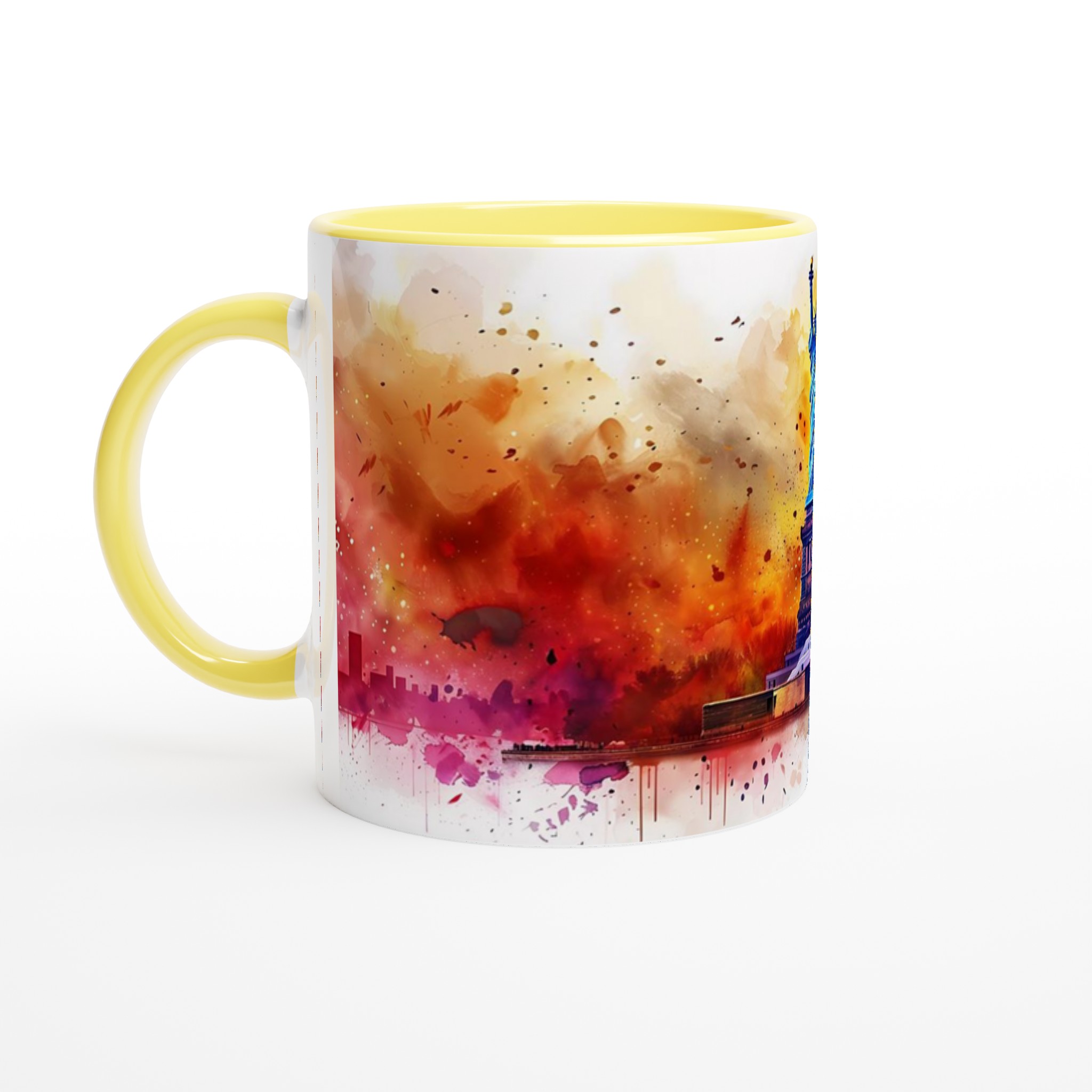 Frihetsgudinnan Akvarell Mugg - New Yorks Skyskrapor i Levande Färgstänk, 11oz Keramik 3 0f1d2f0f-edd2-4302-b8b4-81587e0910d0