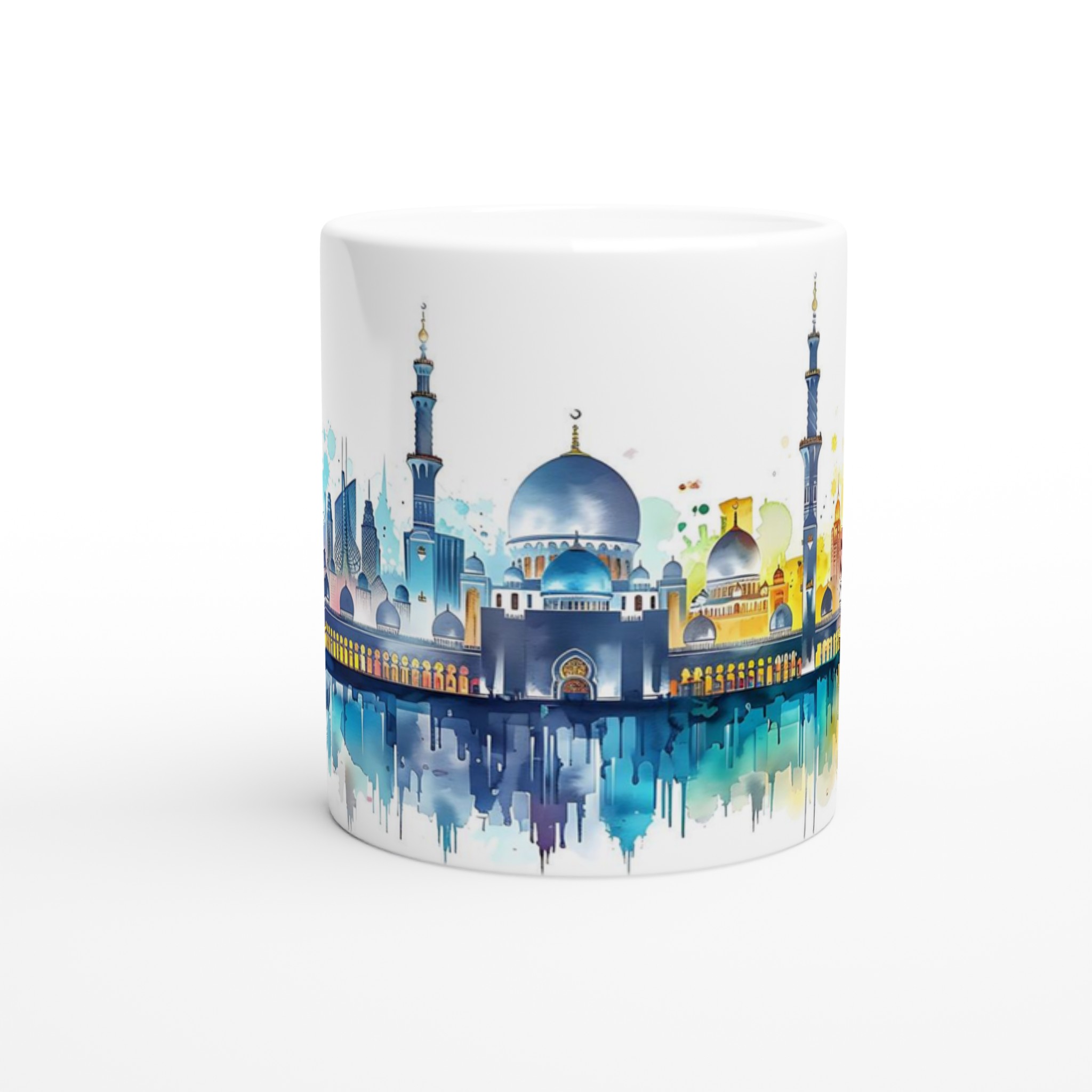 Abstrakt Ökenstads-Mugg – Akvarell Skyline med Levande Reflektioner, Välj Din Favoritfärg! 8 0f55f051-5b97-4de7-85aa-0135731f63ff