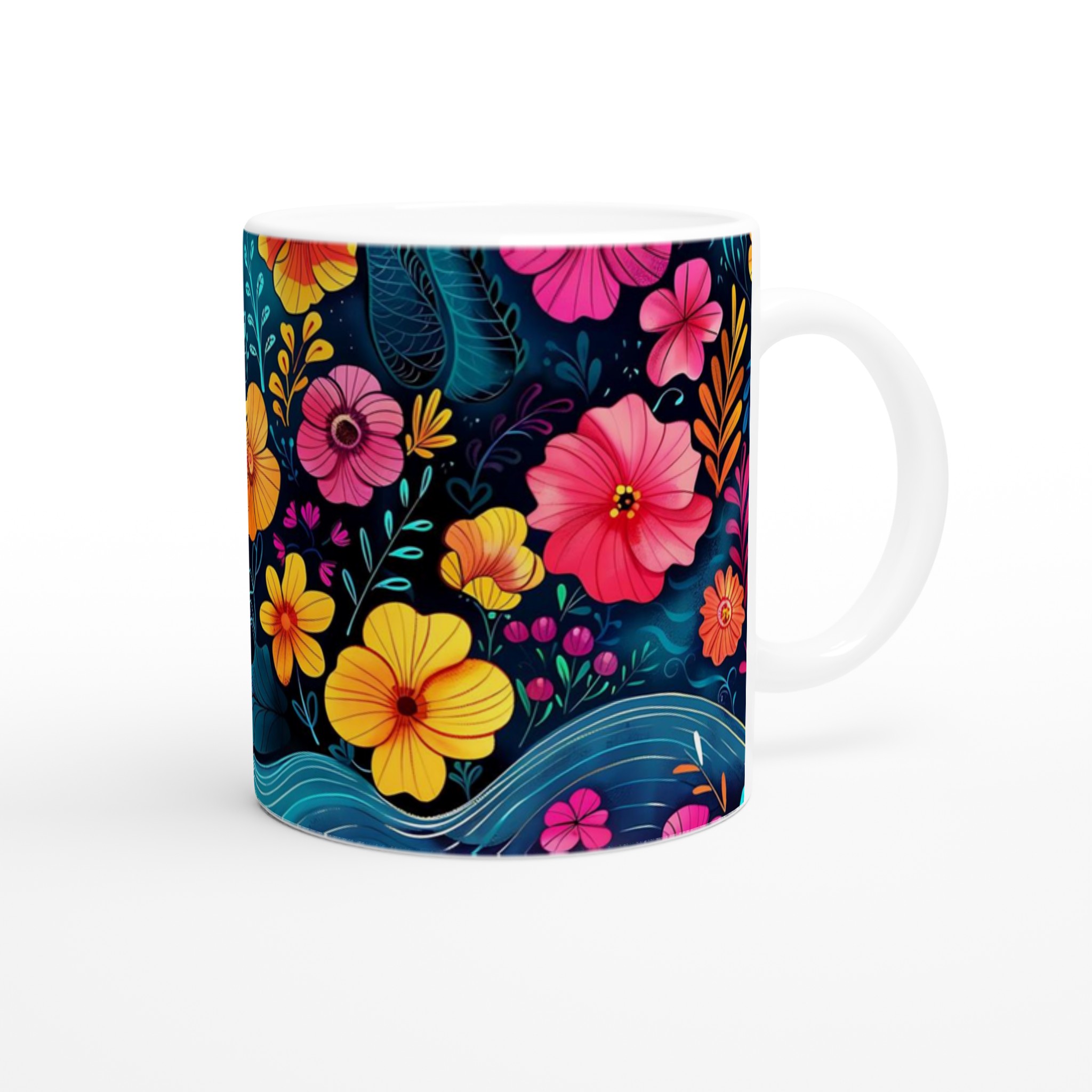 Färgsprakande Blomstermugg – 11 oz Keramikmugg i Ditt Val av Färg 9 0f5b7f19-1837-4213-a3e4-c28862c5cf20