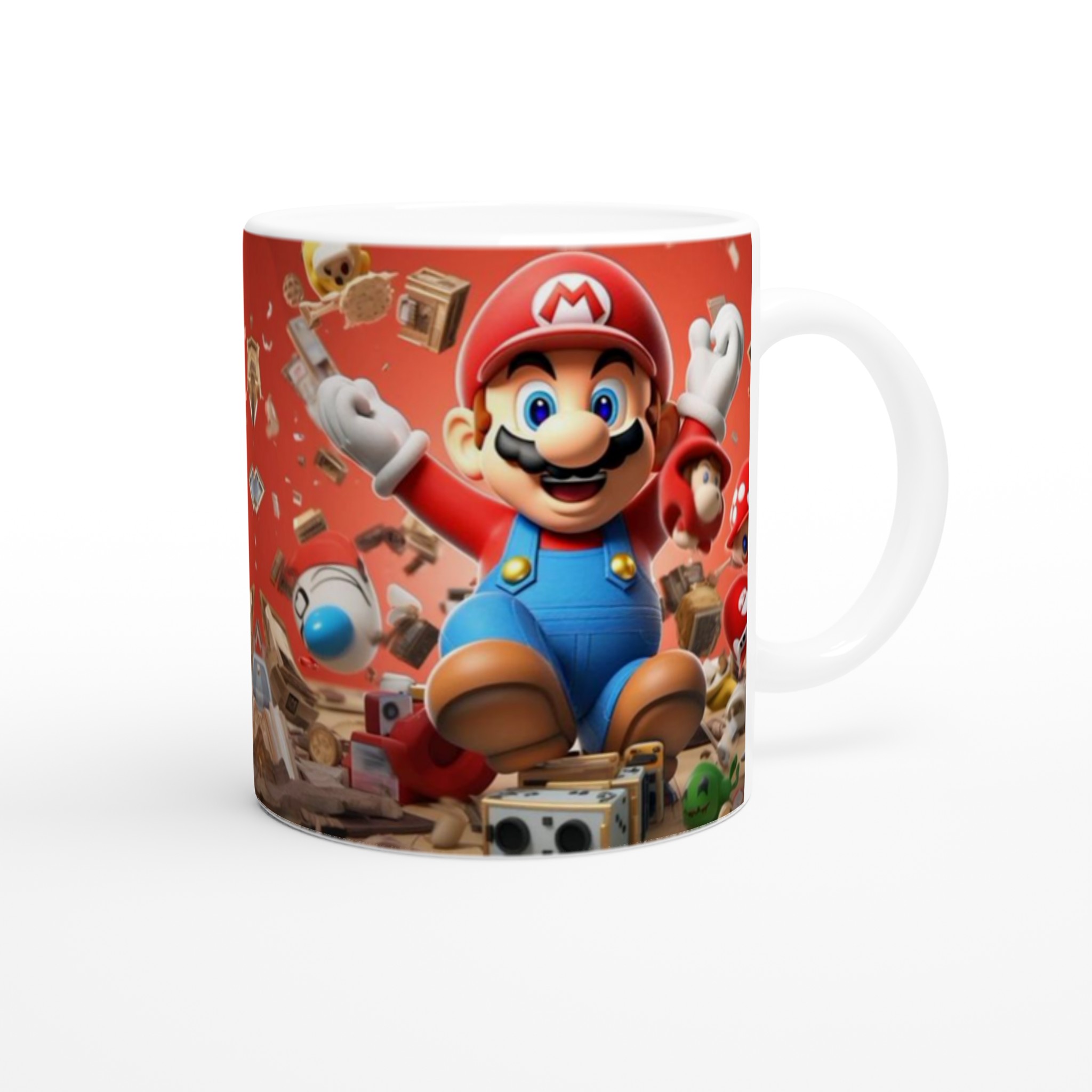 Vit 11oz keramisk mugg med färgstarkt Mario-tema i flera keramiska färger 9 0f693167-a0f7-4b32-b3b2-1d673ae38d2f