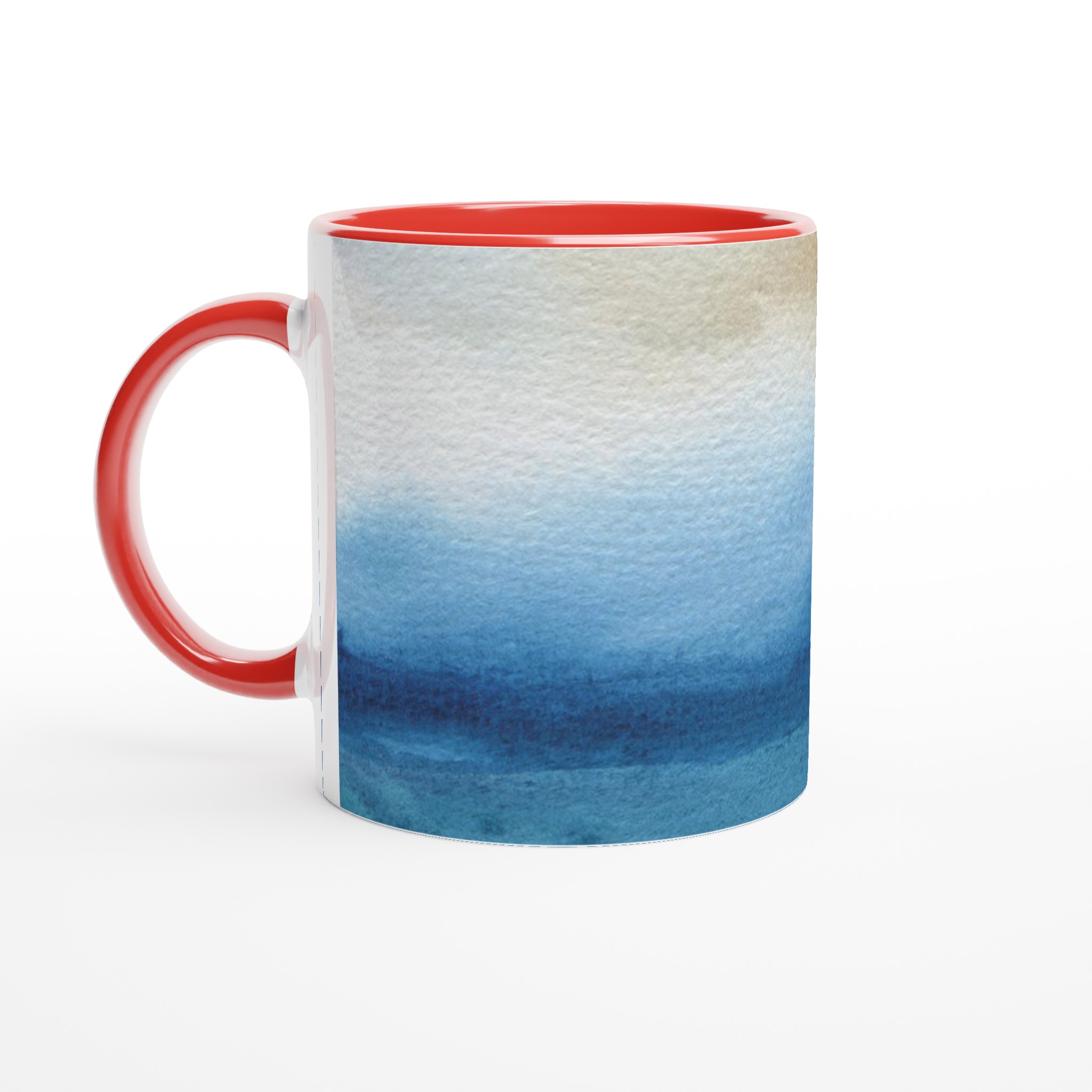 Elegant Vit 11oz Keramisk Mugg med Havsblå Akvarellkänsla 5 0f7873d3-6653-47ba-b9fc-8040ca39bf16