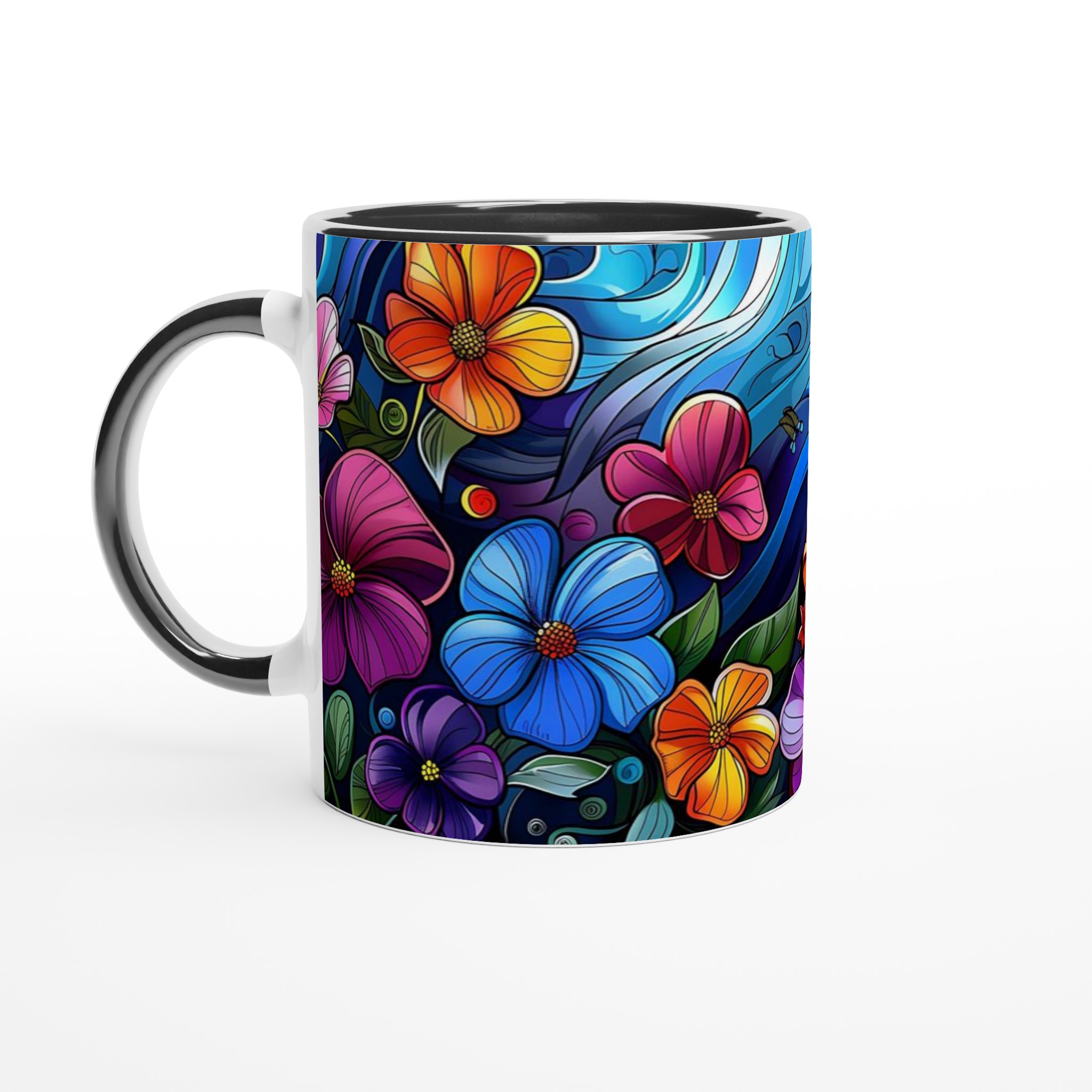 Mångfärgad Floral 11oz Keramikmugg - Lyxigt Tryck med Dina Valbara Färger! 4 0fa851c3-511d-4898-8f14-6701b2969e85