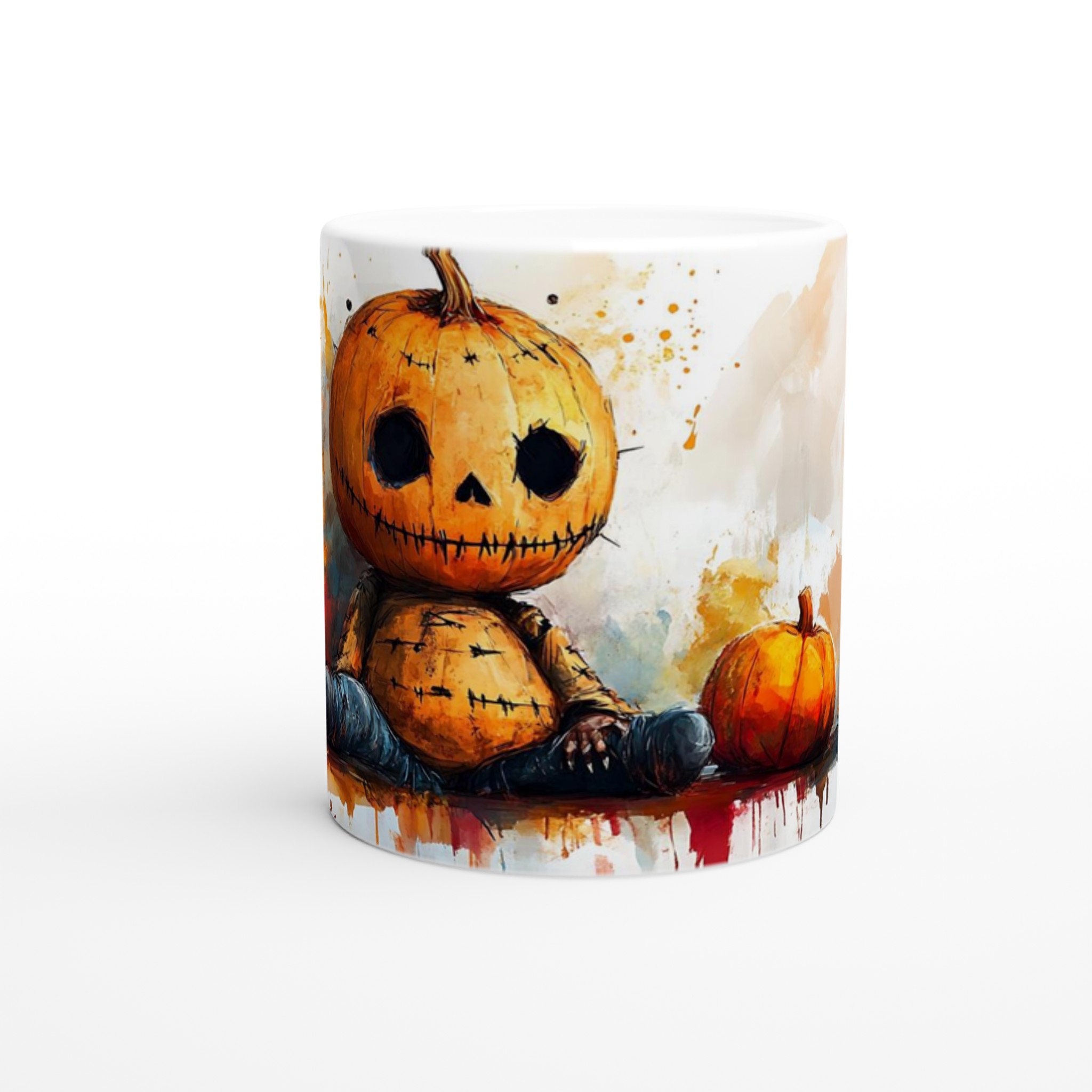 Unik Halloween Pumpa Mugg - Konstnärlig Akvarell Stil 11oz Keramikmugg i Valfri Färg 8 0fab50f1-4f17-4ea5-95c8-c7bdf9b74cd7