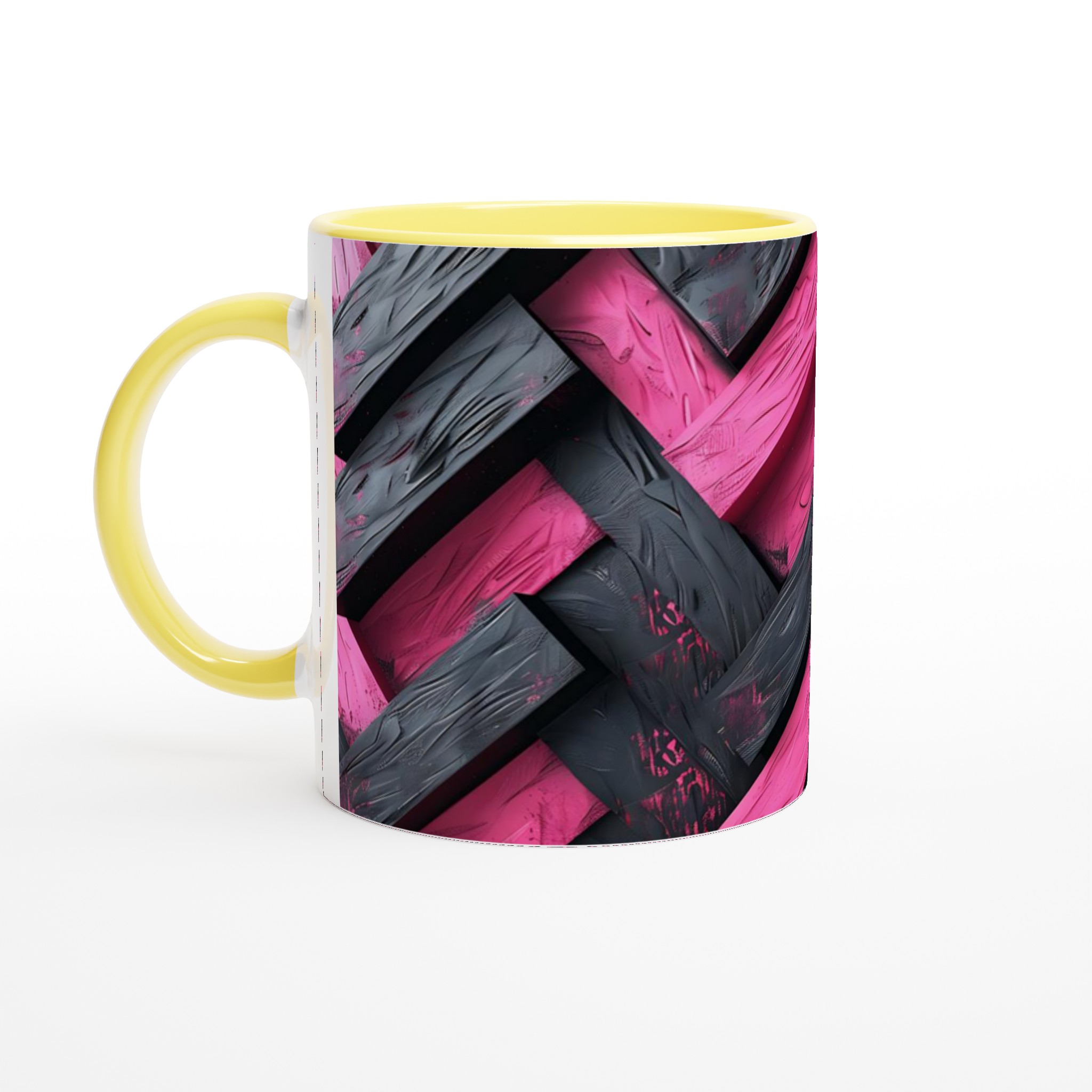 Vit 11oz keramisk mugg med djärv rosa och svart modern design – välj bland sju livfulla färger 3 0fc0a566-c5ee-49a9-a56a-b39800eeb227