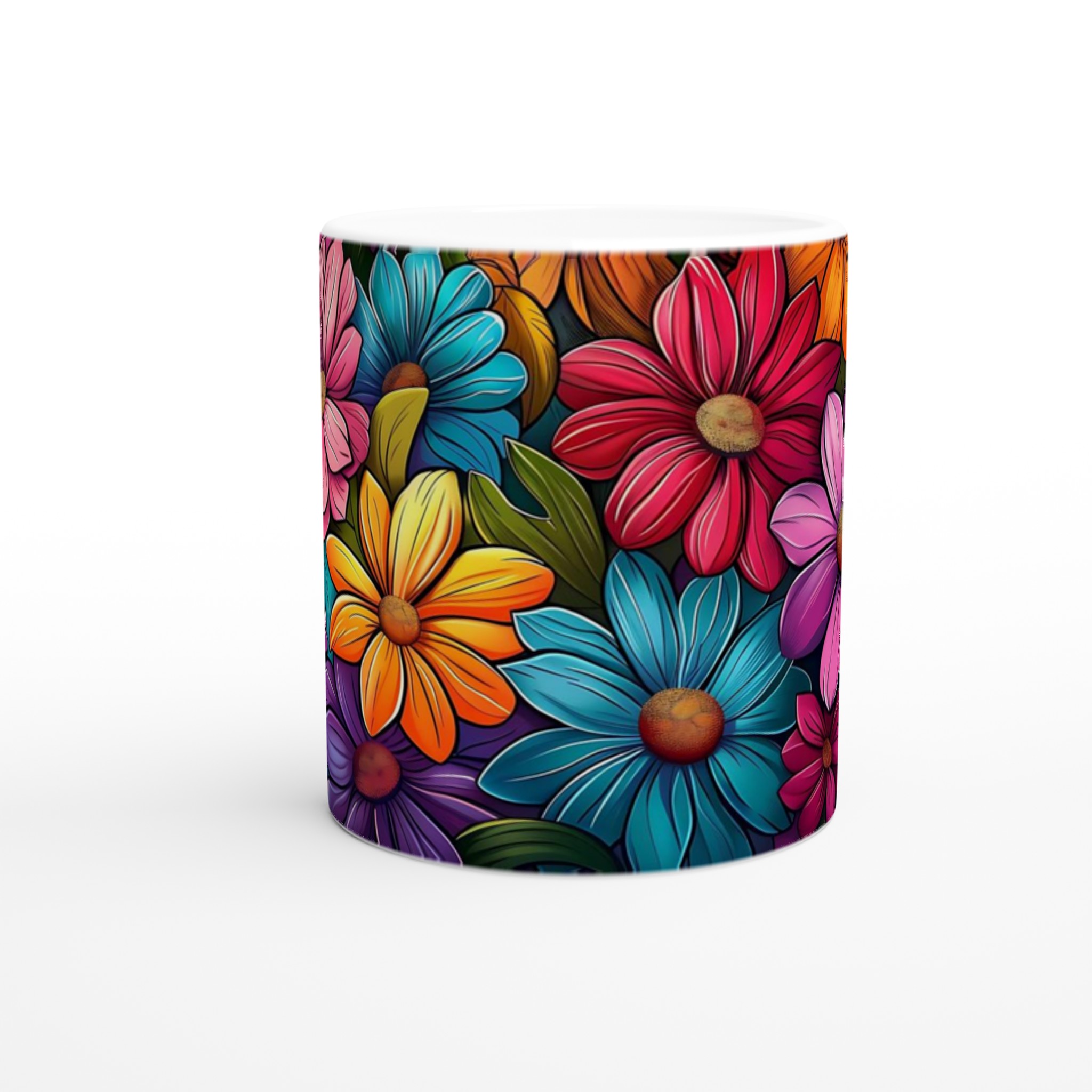 Färgsprakande Blomstermugg – 11oz Keramikmugg i ditt val av 7 nyanser för en personlig touch 8 0fca95d5-b91f-4a66-a5e9-aeabd02f3689